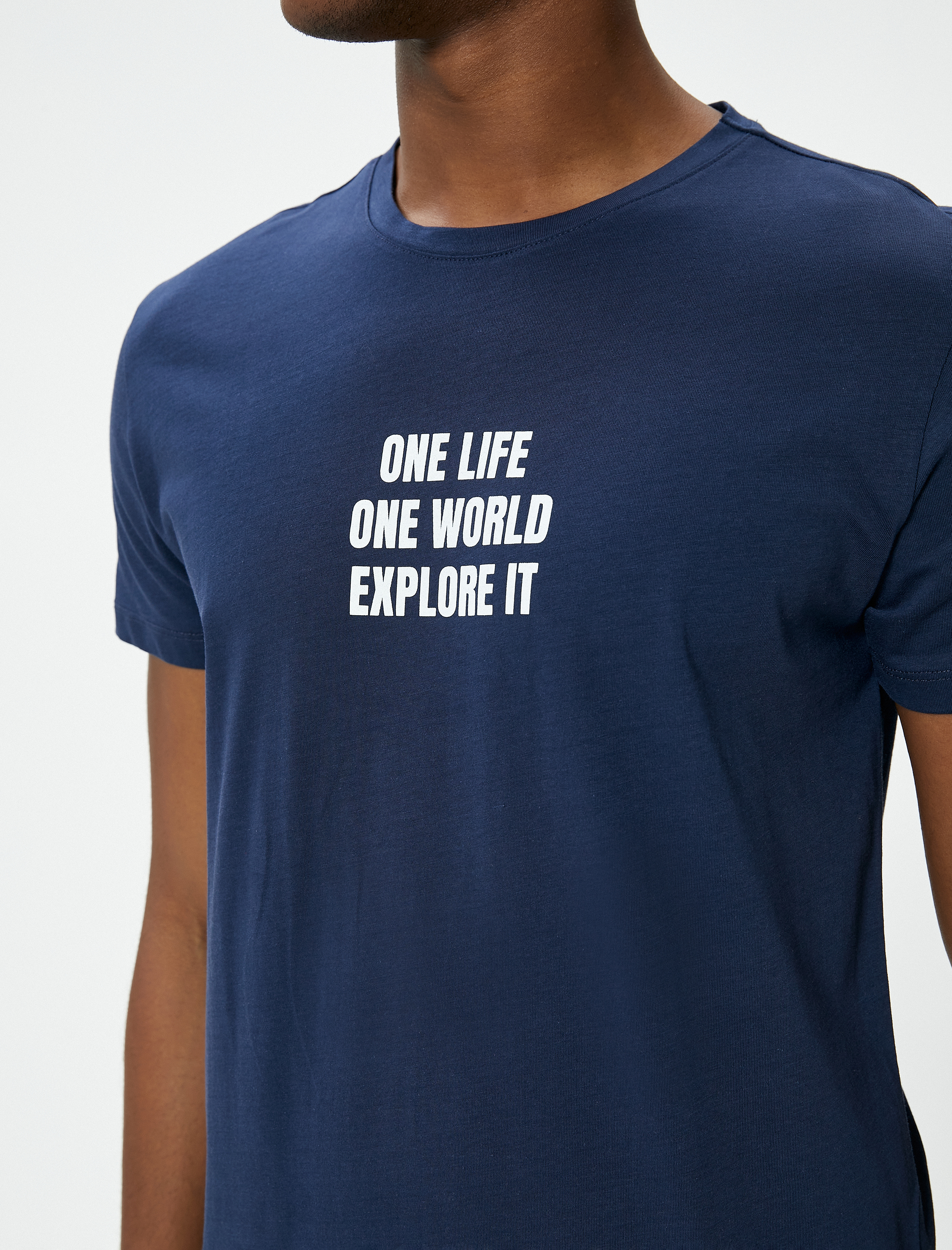   Spor Tişört Slogan Baskılı Bisiklet Yaka Pamuklu