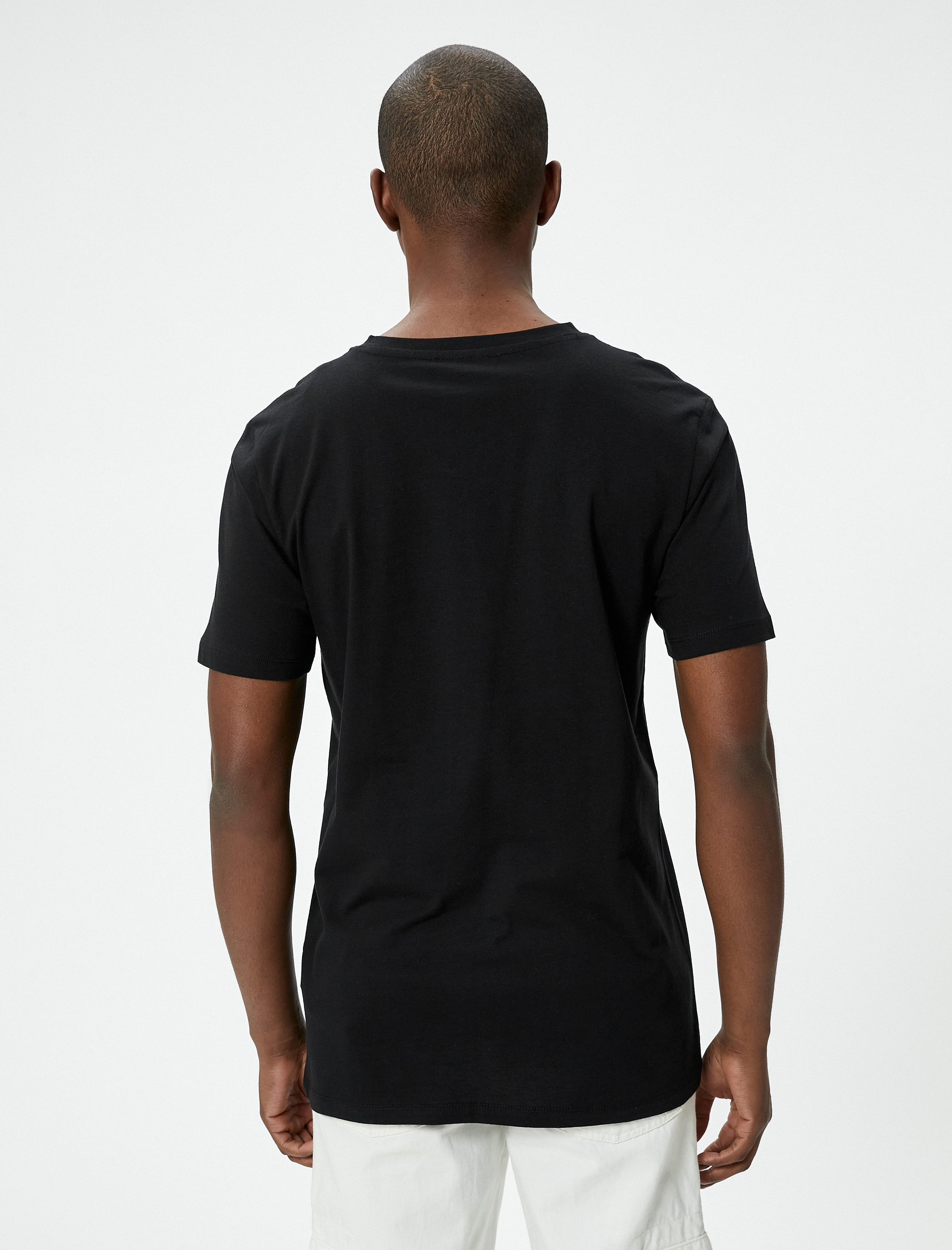   V Yaka Tişört Slim Fit Kısa Kollu Pamuklu