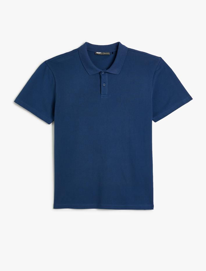  Polo Yaka Tişört Slim Fit Düğmeli Kısa Kollu