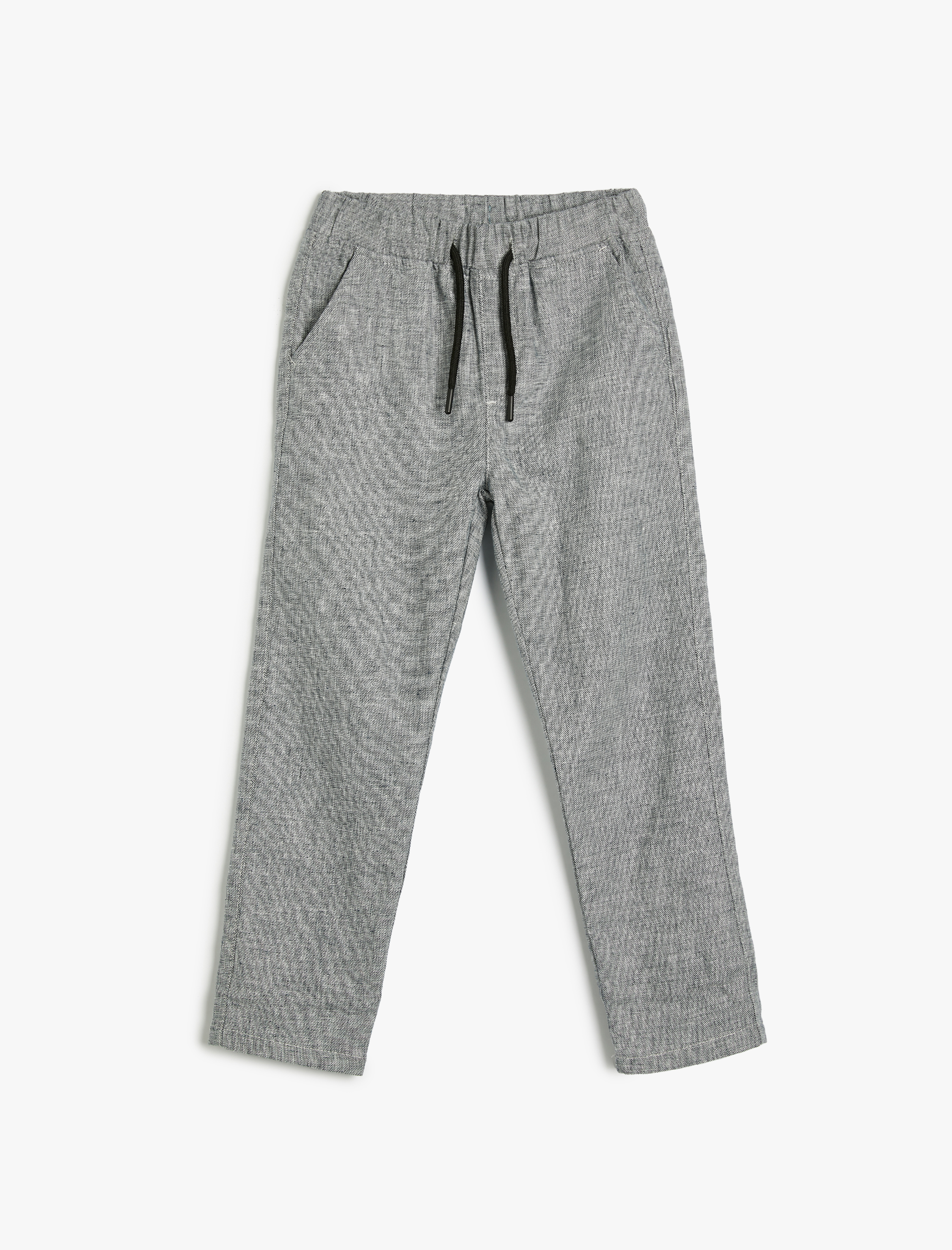  Erkek Çocuk Keten Pantolon Beli Bağlamalı Cepli