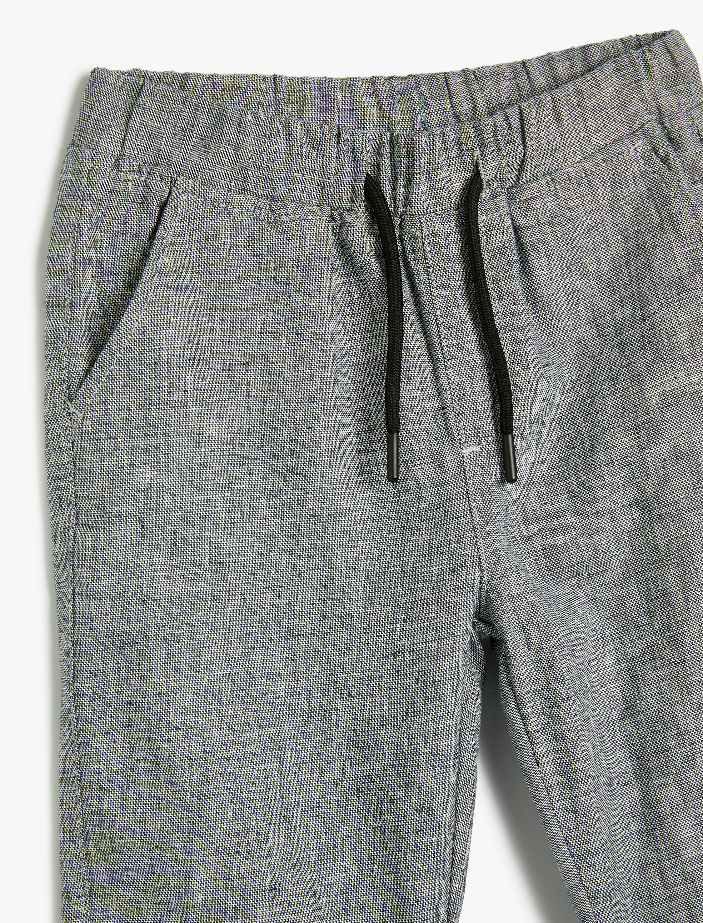  Erkek Çocuk Keten Pantolon Beli Bağlamalı Cepli