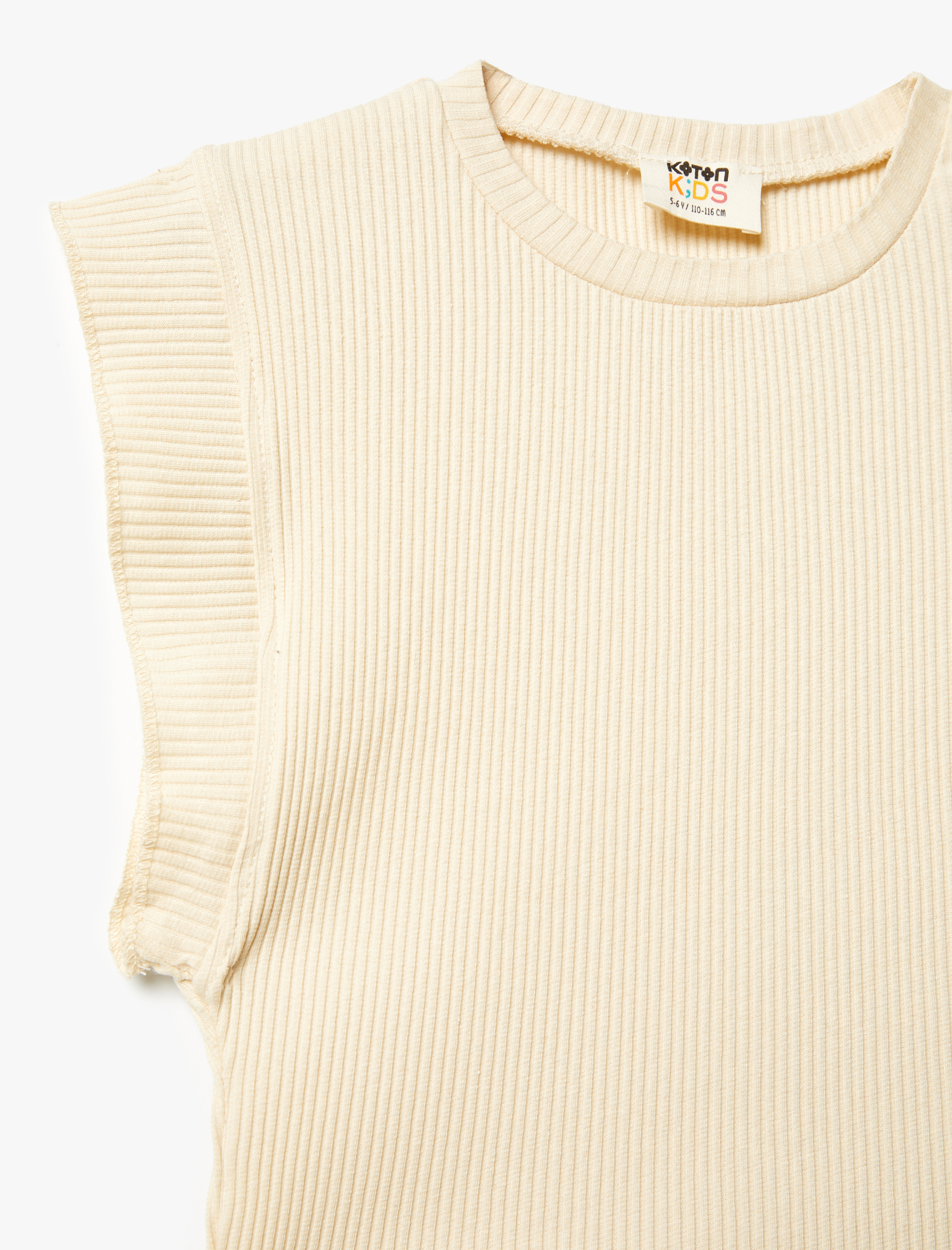  Kız Çocuk Basic Atlet Kolsuz Yuvarlak Yaka Ribanalı