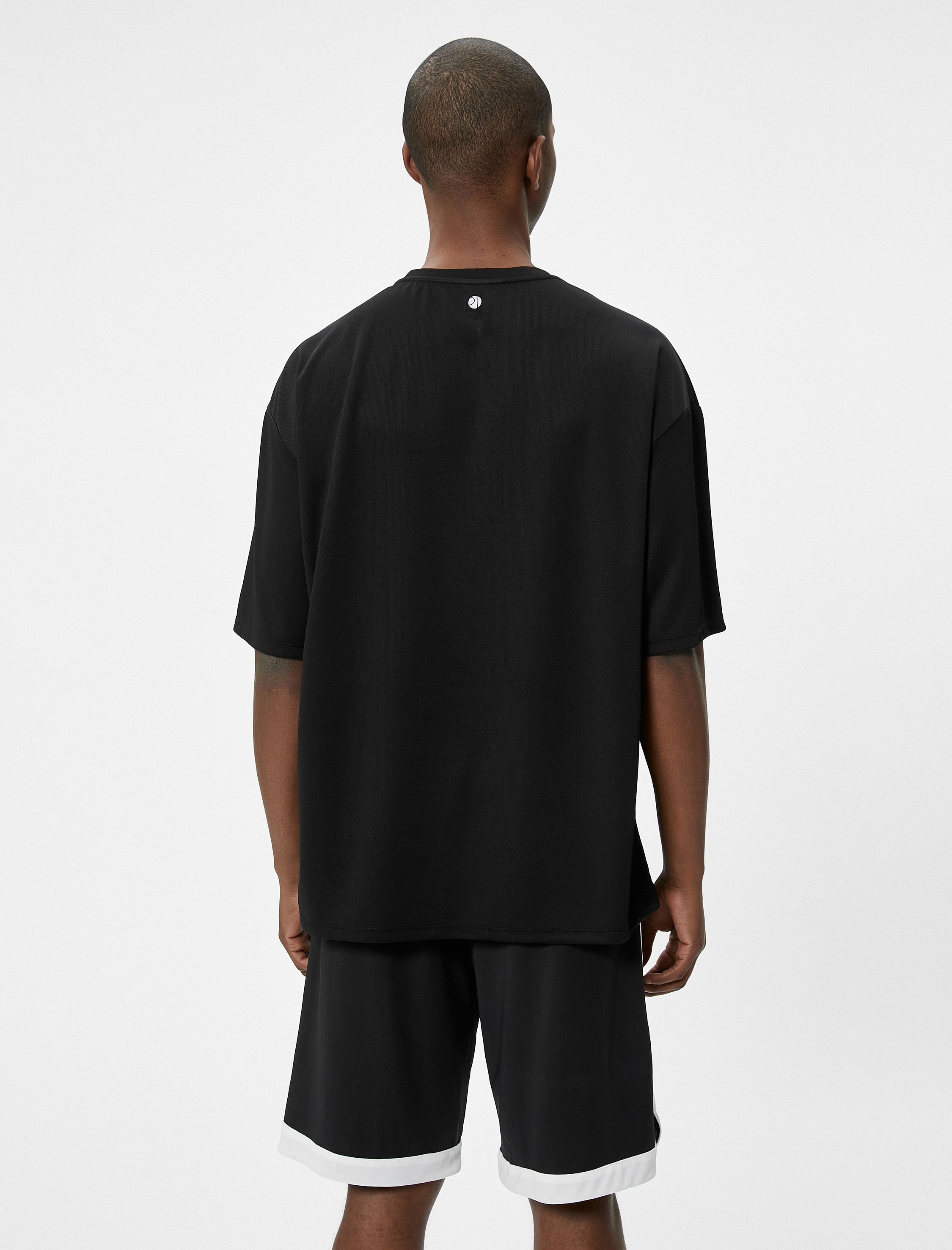   Oversize Spor Tişört Kolej Baskılı Bisiklet Yaka