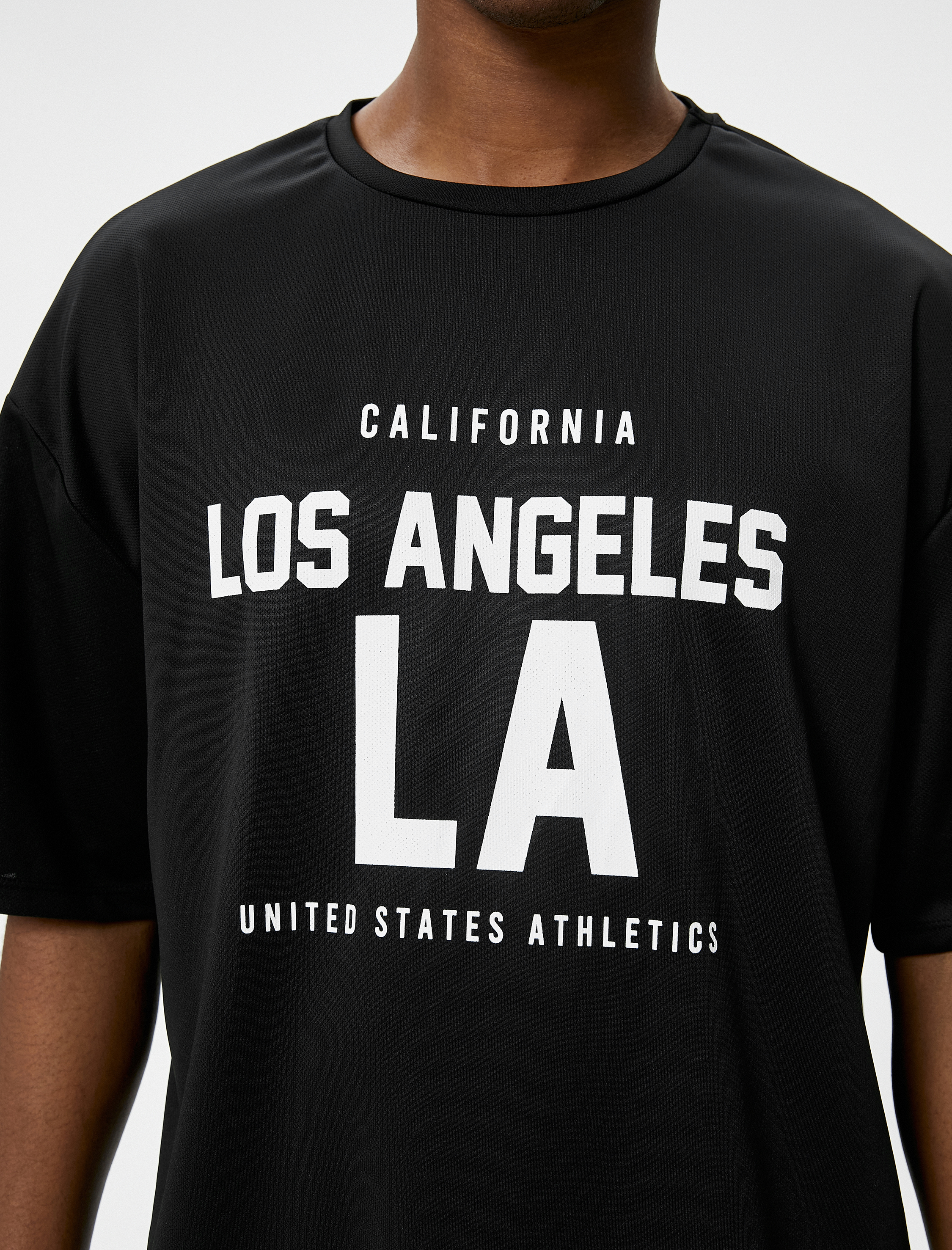   Oversize Spor Tişört Kolej Baskılı Bisiklet Yaka