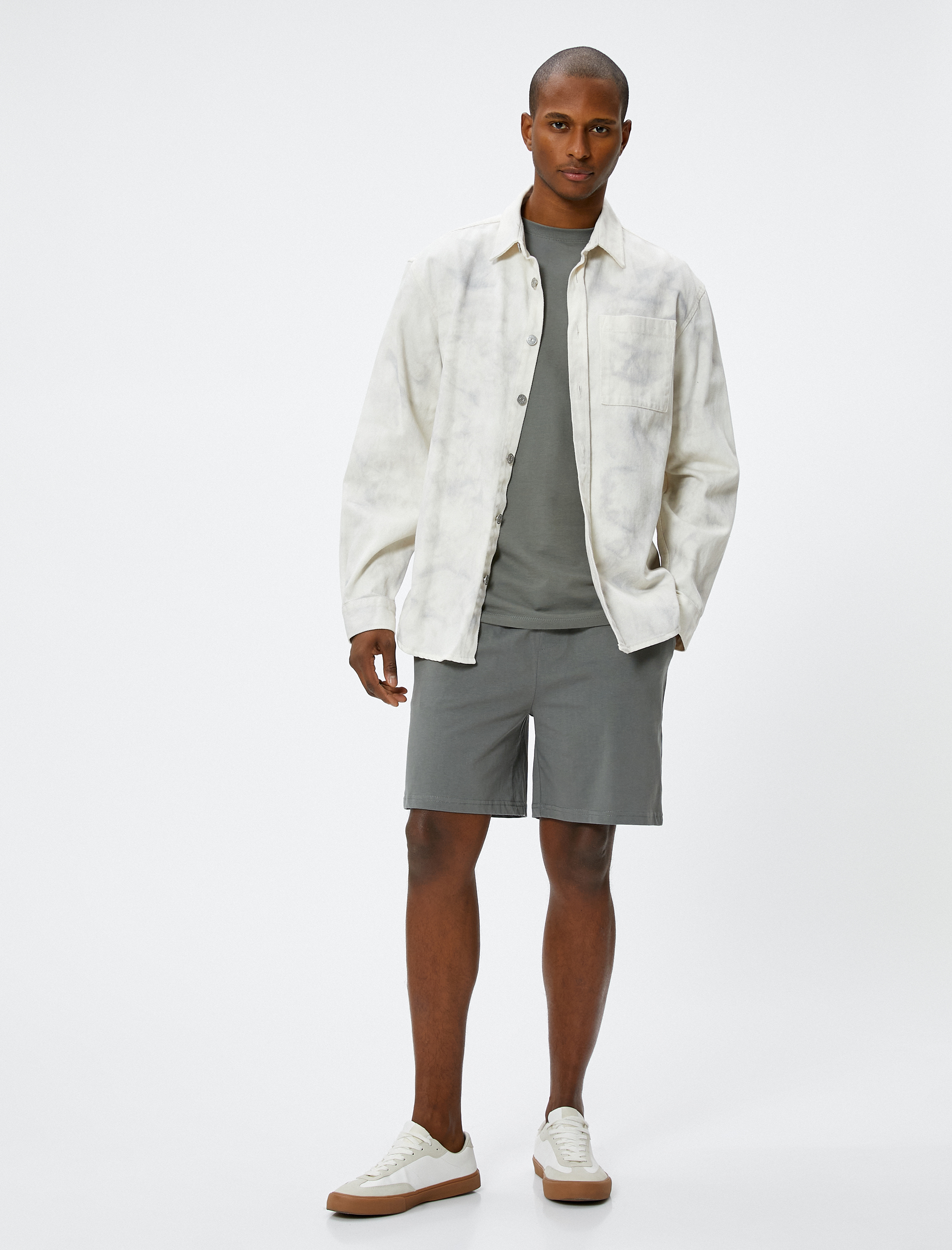   Beli Bağcıklı Bermuda Şort Cep Detaylı Pamuklu