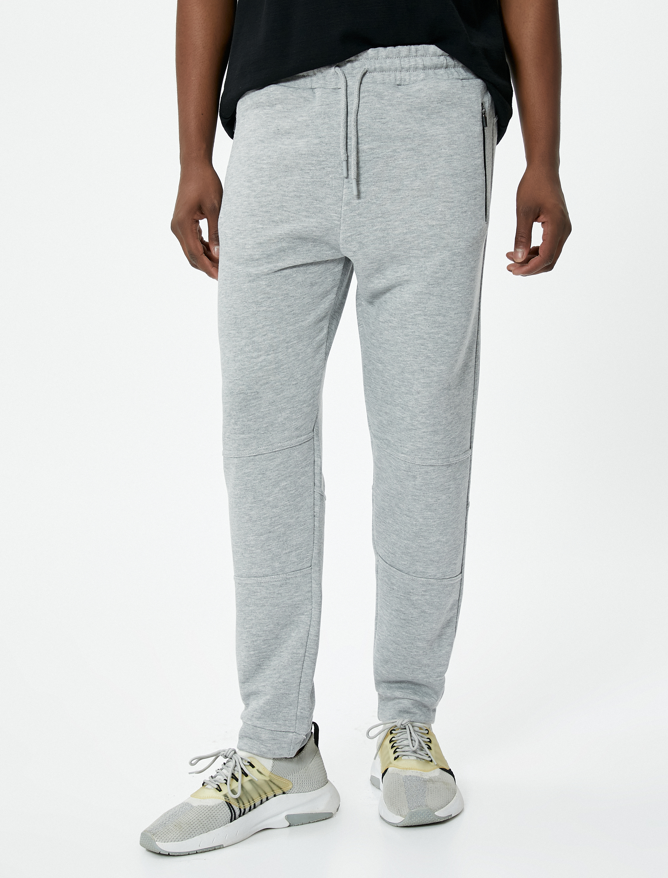   Jogger Eşofman Altı Beli Bağcıklı Dikiş Detaylı Fermuar Cepli