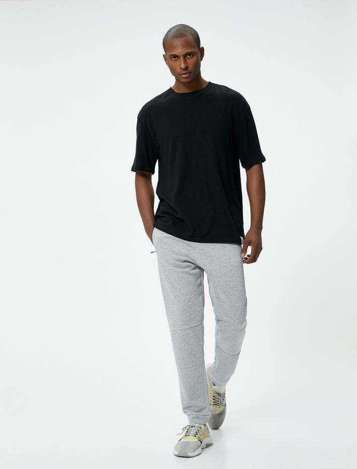  Jogger Eşofman Altı Beli Bağcıklı Dikiş Detaylı Fermuar Cepli