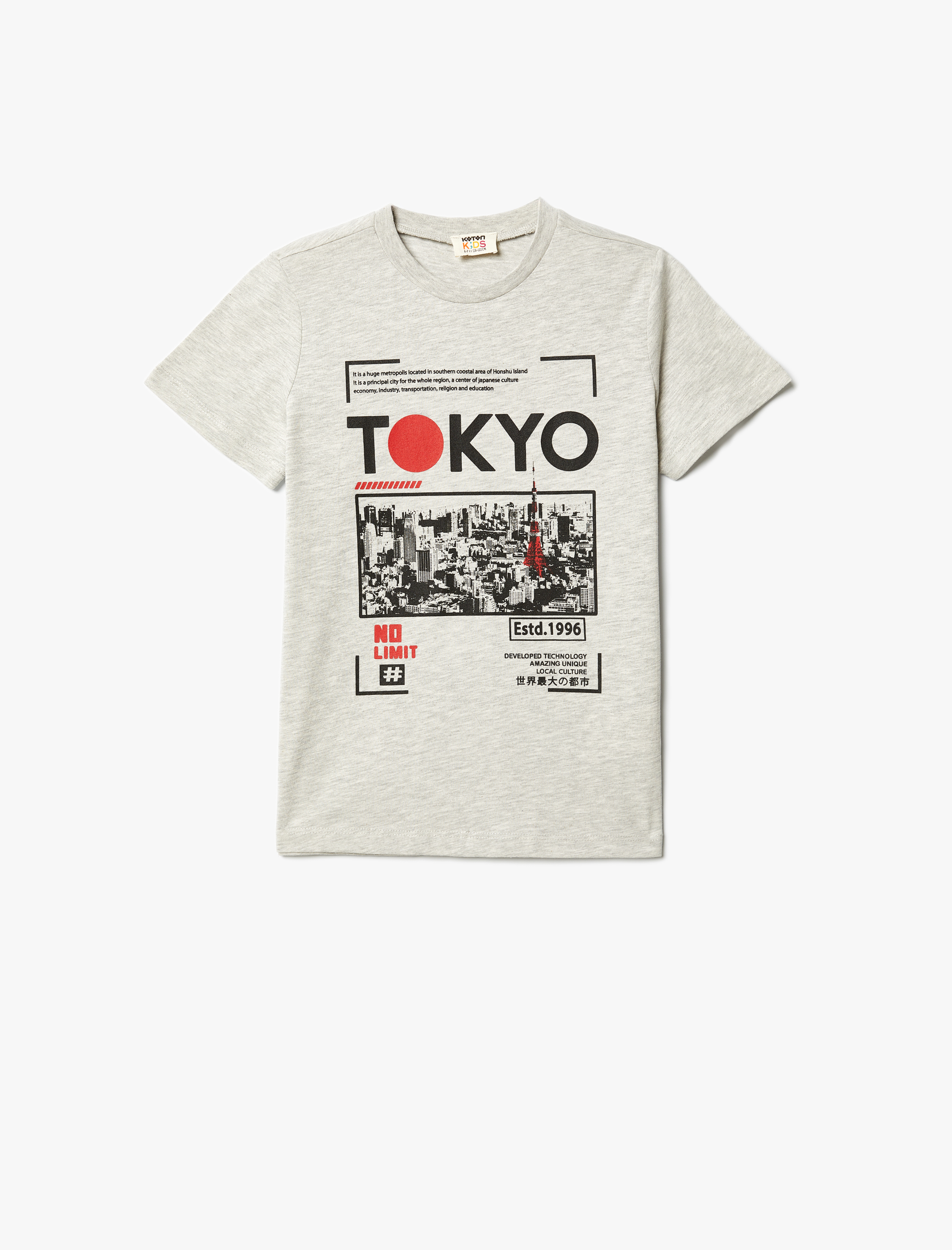  Erkek Çocuk Tişört Kısa Kollu Bisiklet Yaka Tokyo Şehir Baskılı Pamuklu