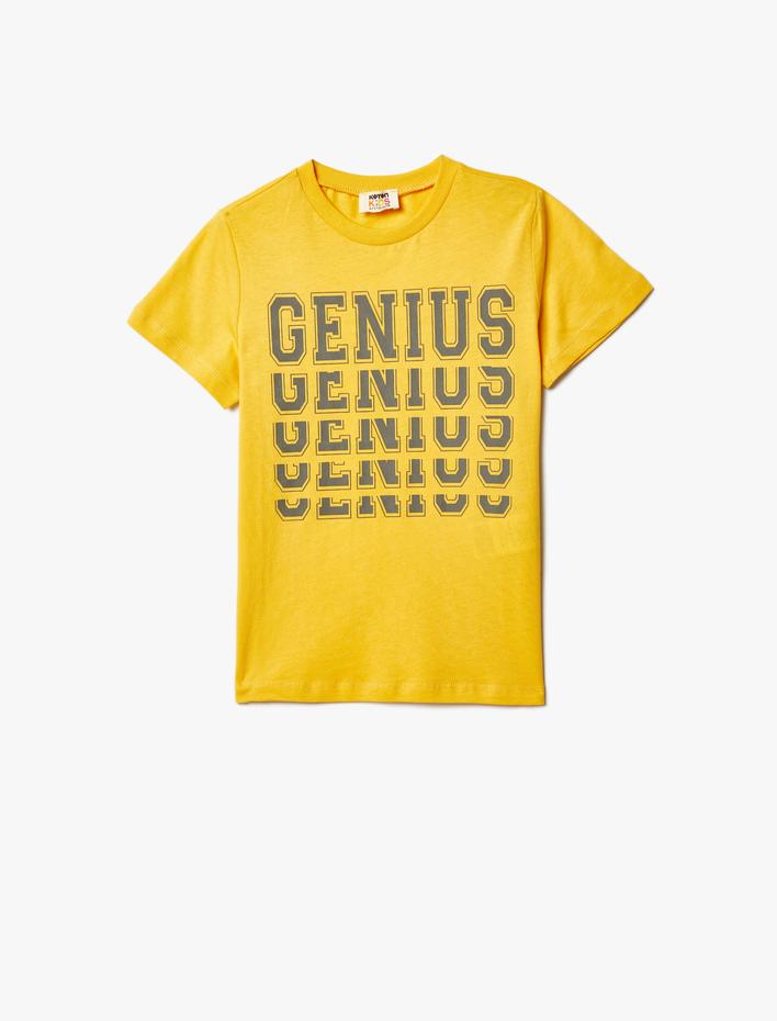 Erkek Çocuk Tişört Slogan Baskılı Kısa Kollu Bisiklet Yaka Pamuklu