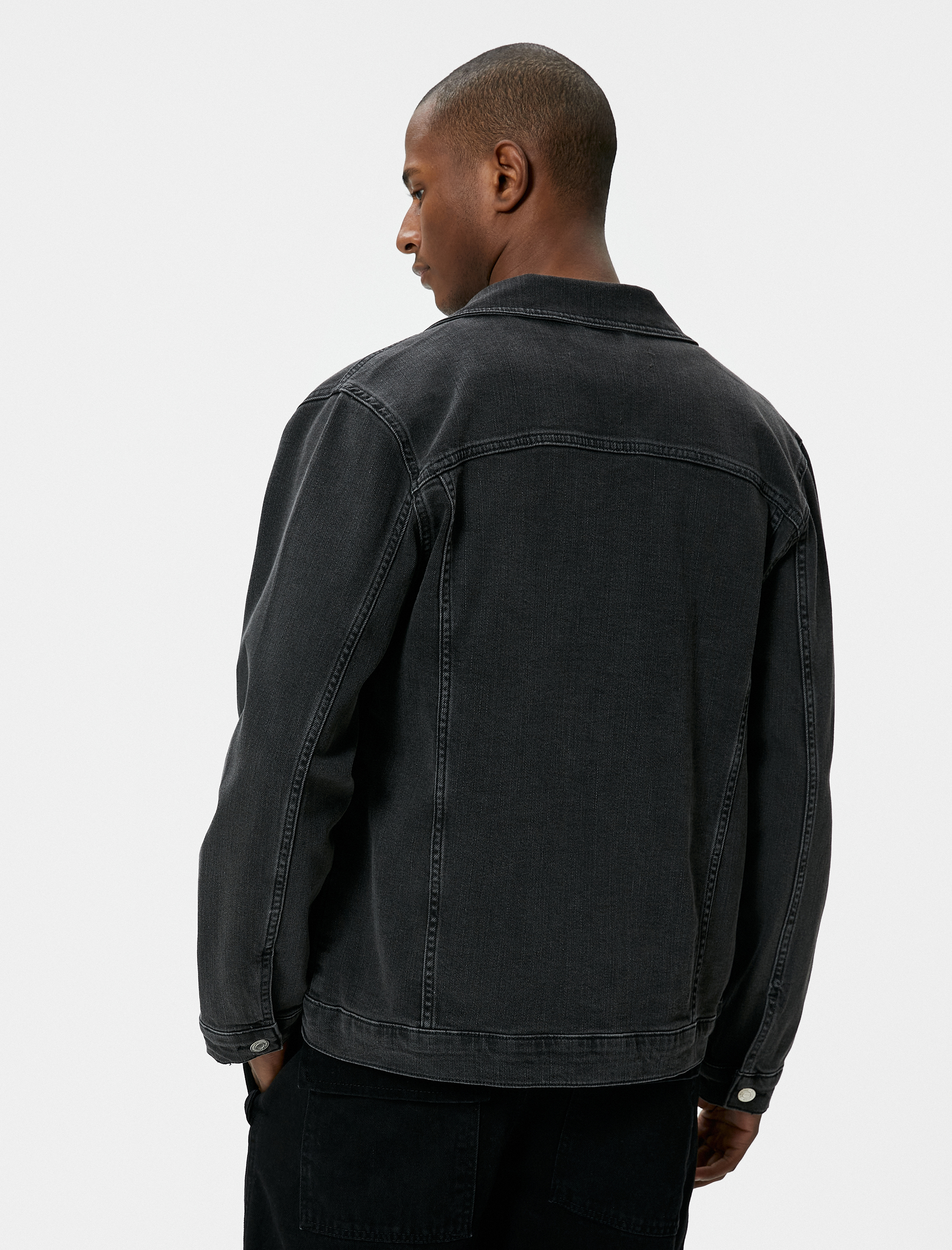   Yıkamalı Kot Ceket Klasik Yaka Cep Detaylı Düğmeli