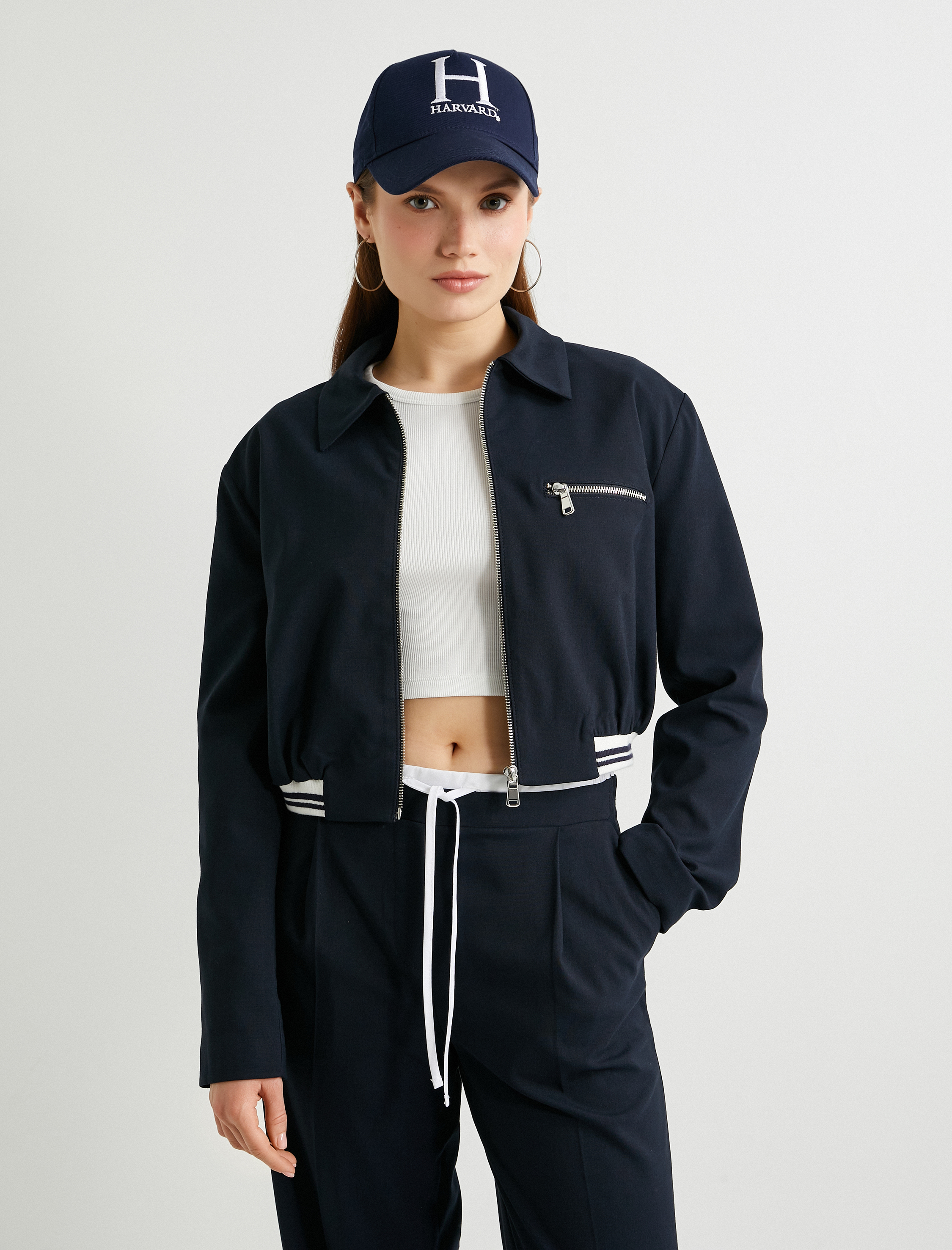   Bomber Ceket Fermuarlı Ribanalı Cepli