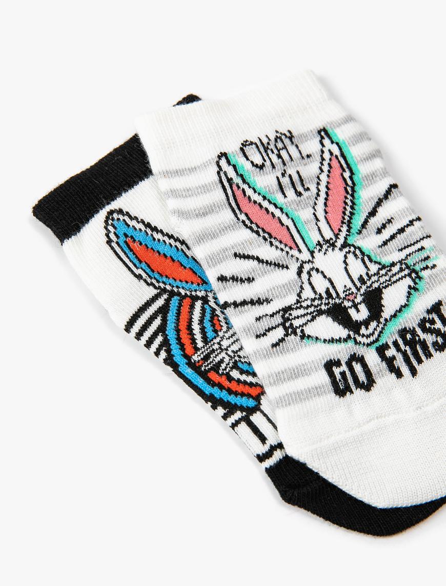  Erkek Çocuk 2'li Bugs Bunny Baskılı Çorap Seti Lisanslı
