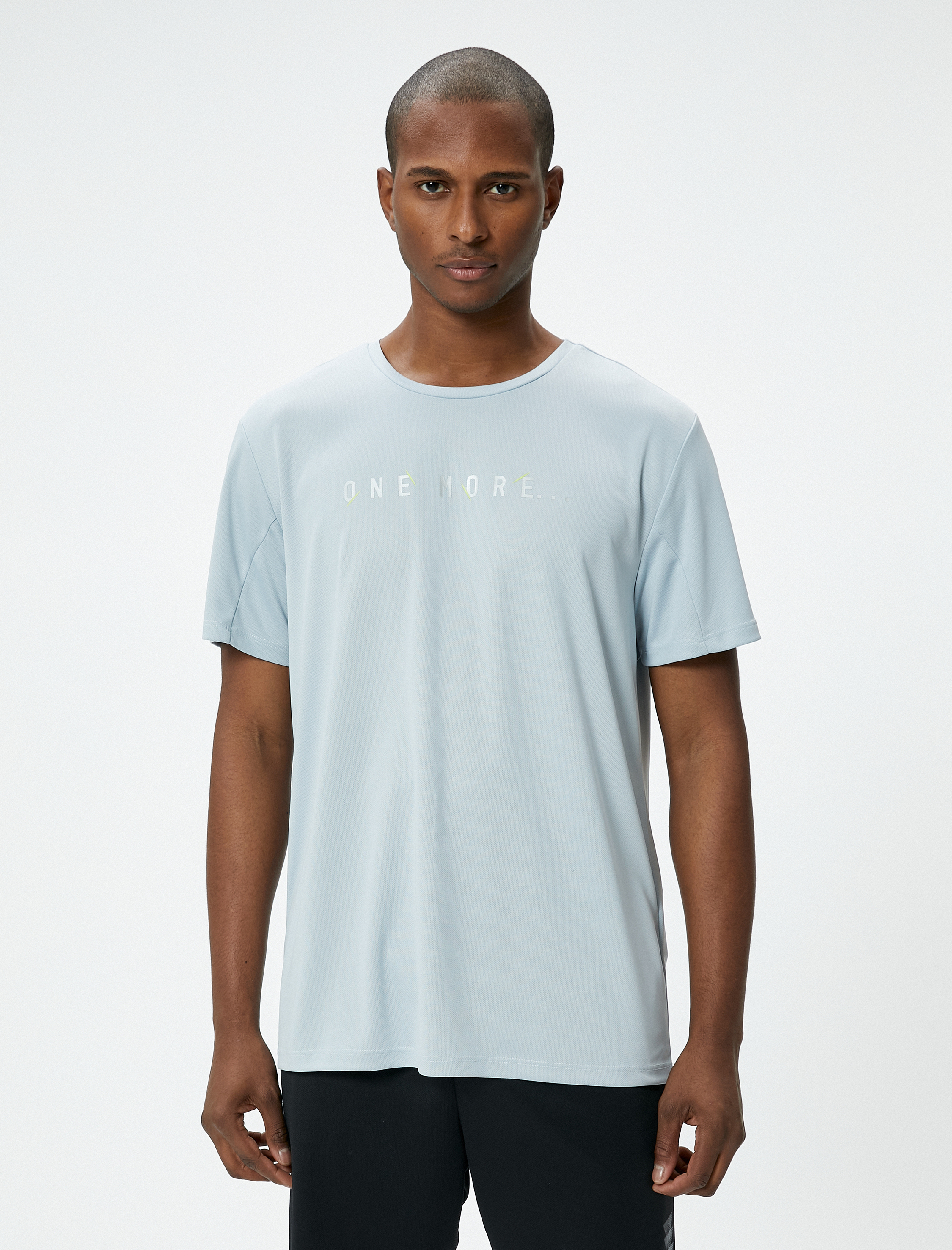   Spor Tişört Slogan Baskılı Bisiklet Yaka Kısa Kollu