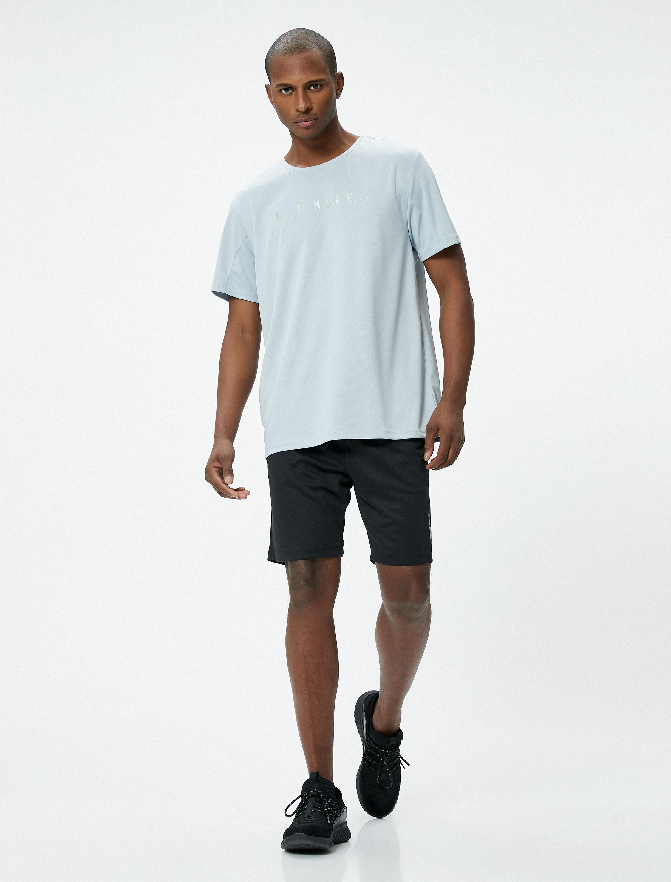   Spor Tişört Slogan Baskılı Bisiklet Yaka Kısa Kollu