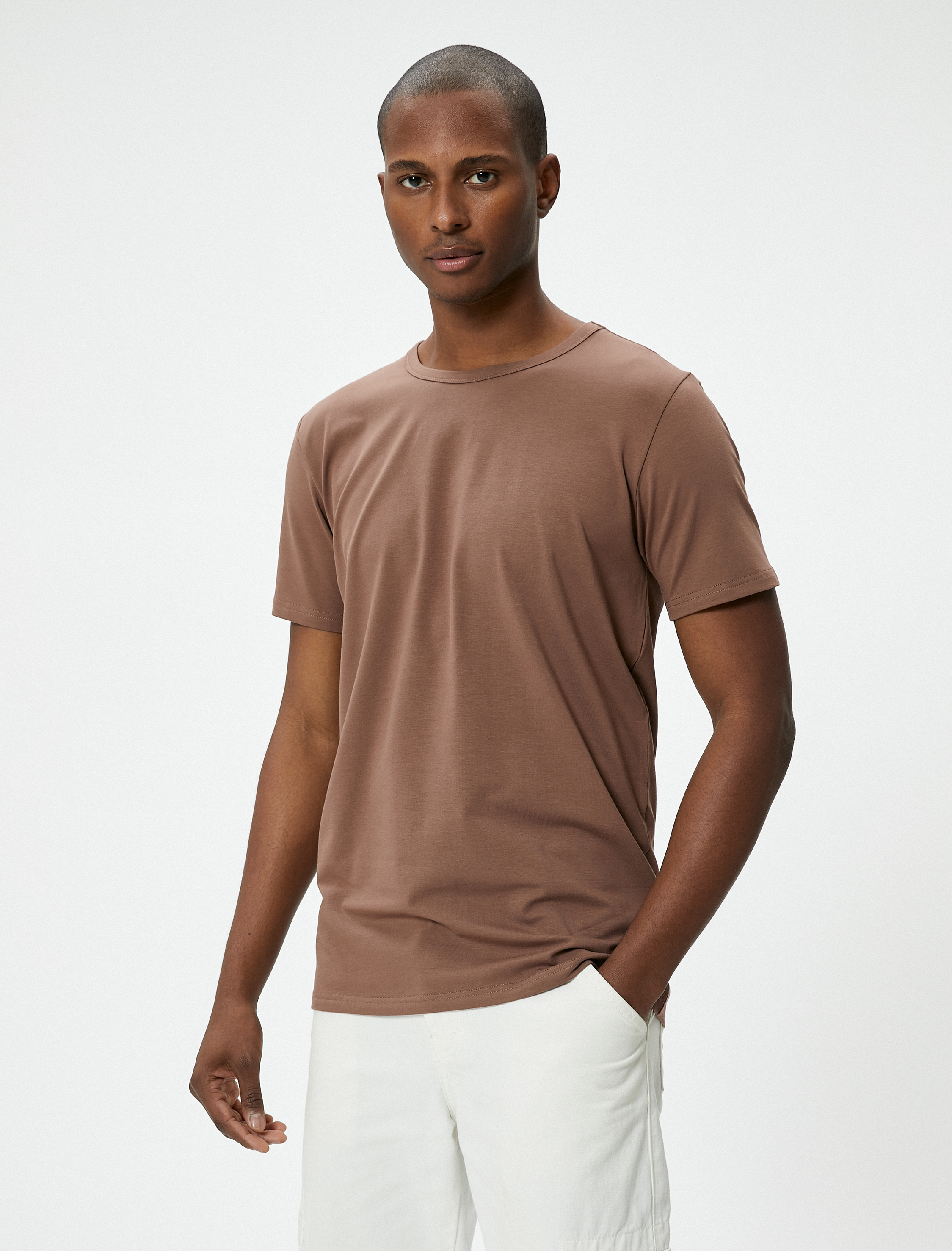   Slim Fit Tişört Basic Bisiklet Yaka Kısa Kollu
