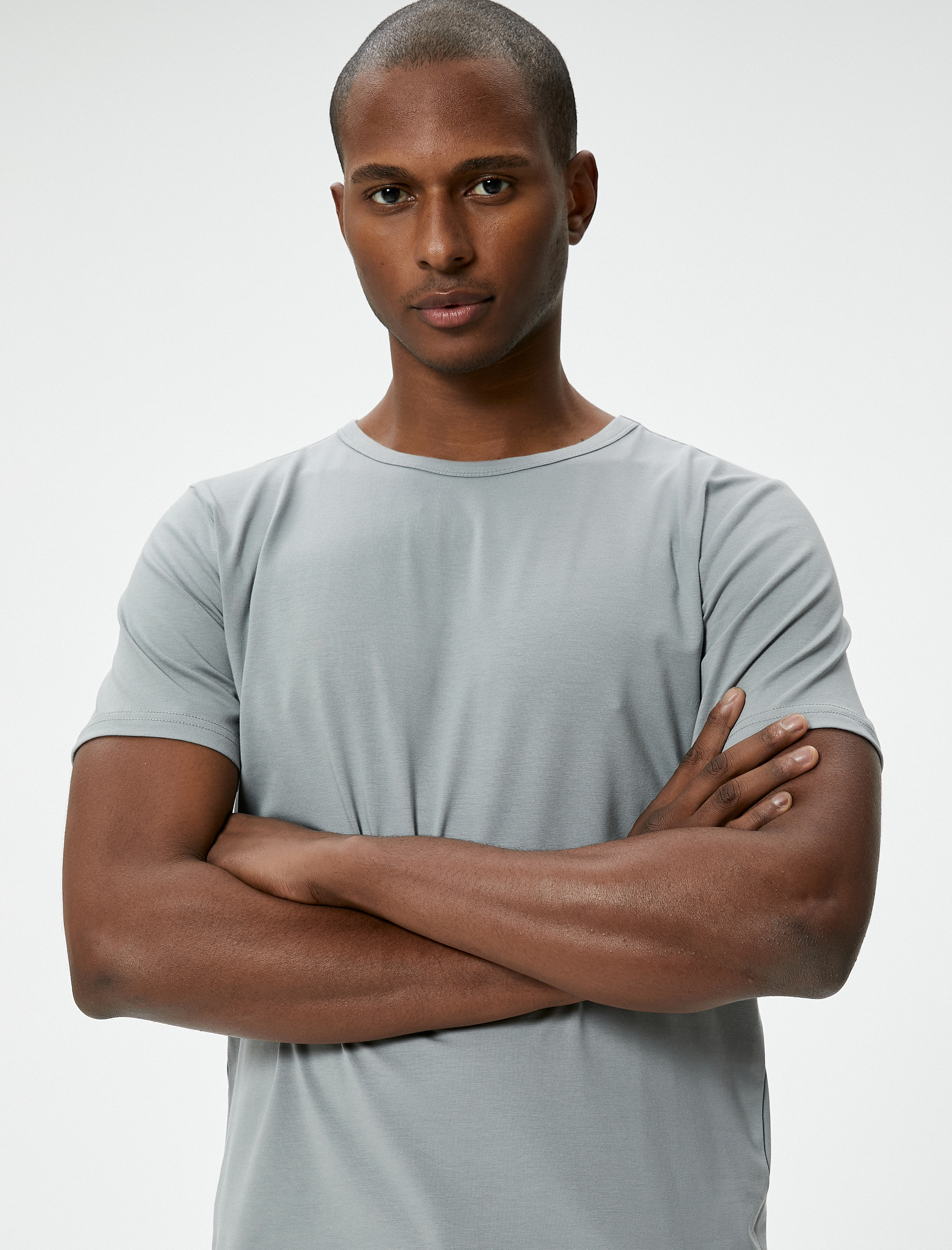   Slim Fit Tişört Basic Bisiklet Yaka Kısa Kollu