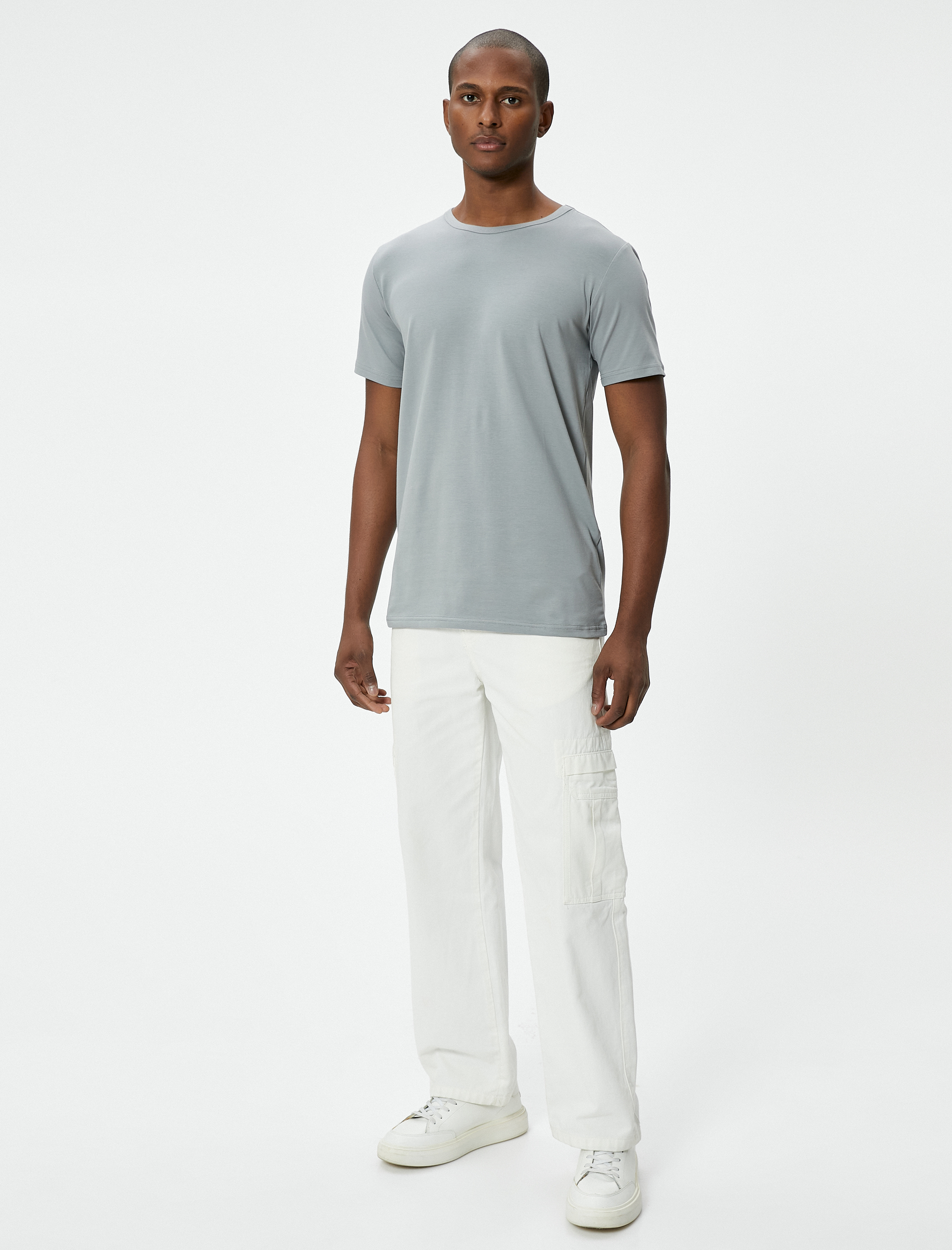   Slim Fit Tişört Basic Bisiklet Yaka Kısa Kollu
