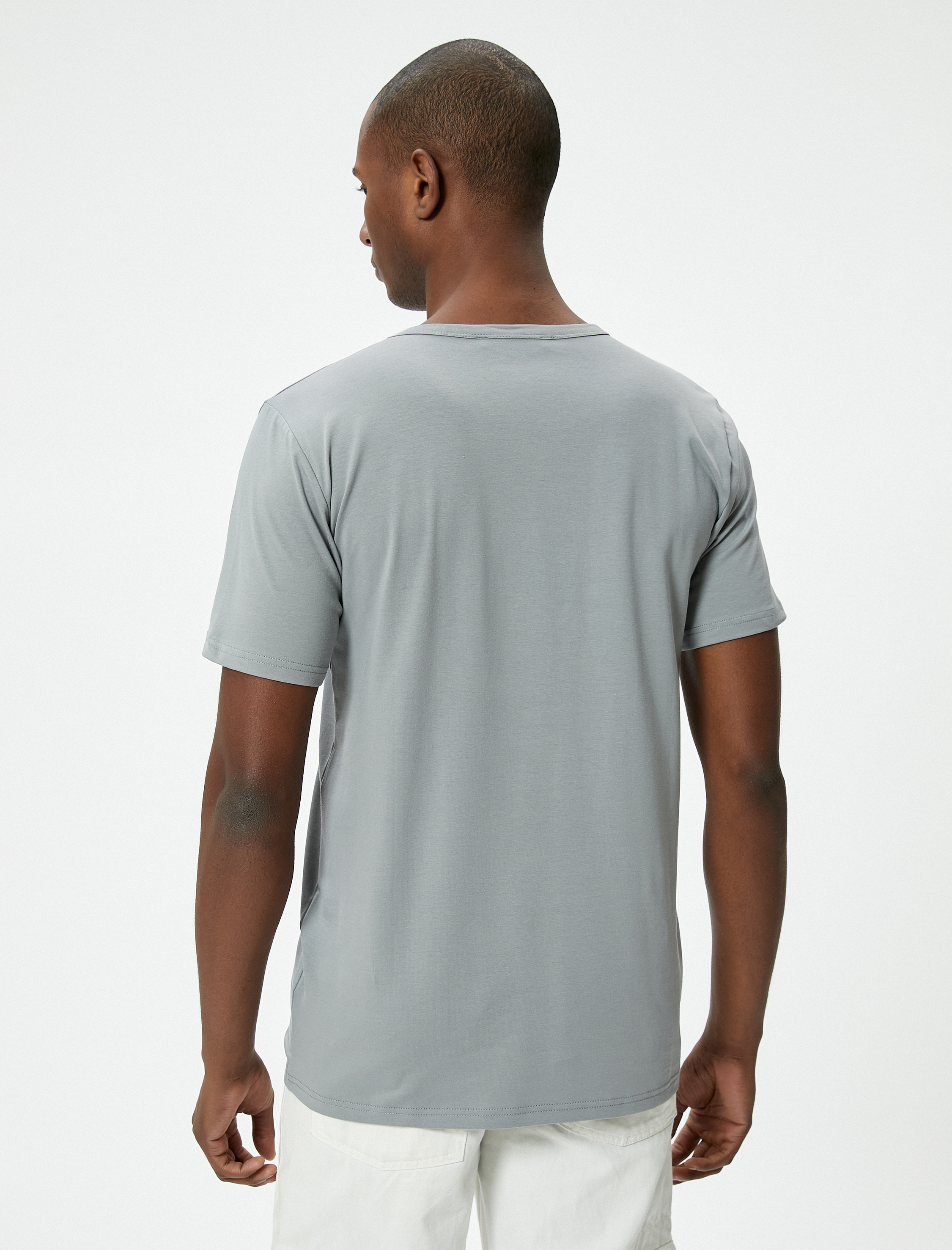   Slim Fit Tişört Basic Bisiklet Yaka Kısa Kollu