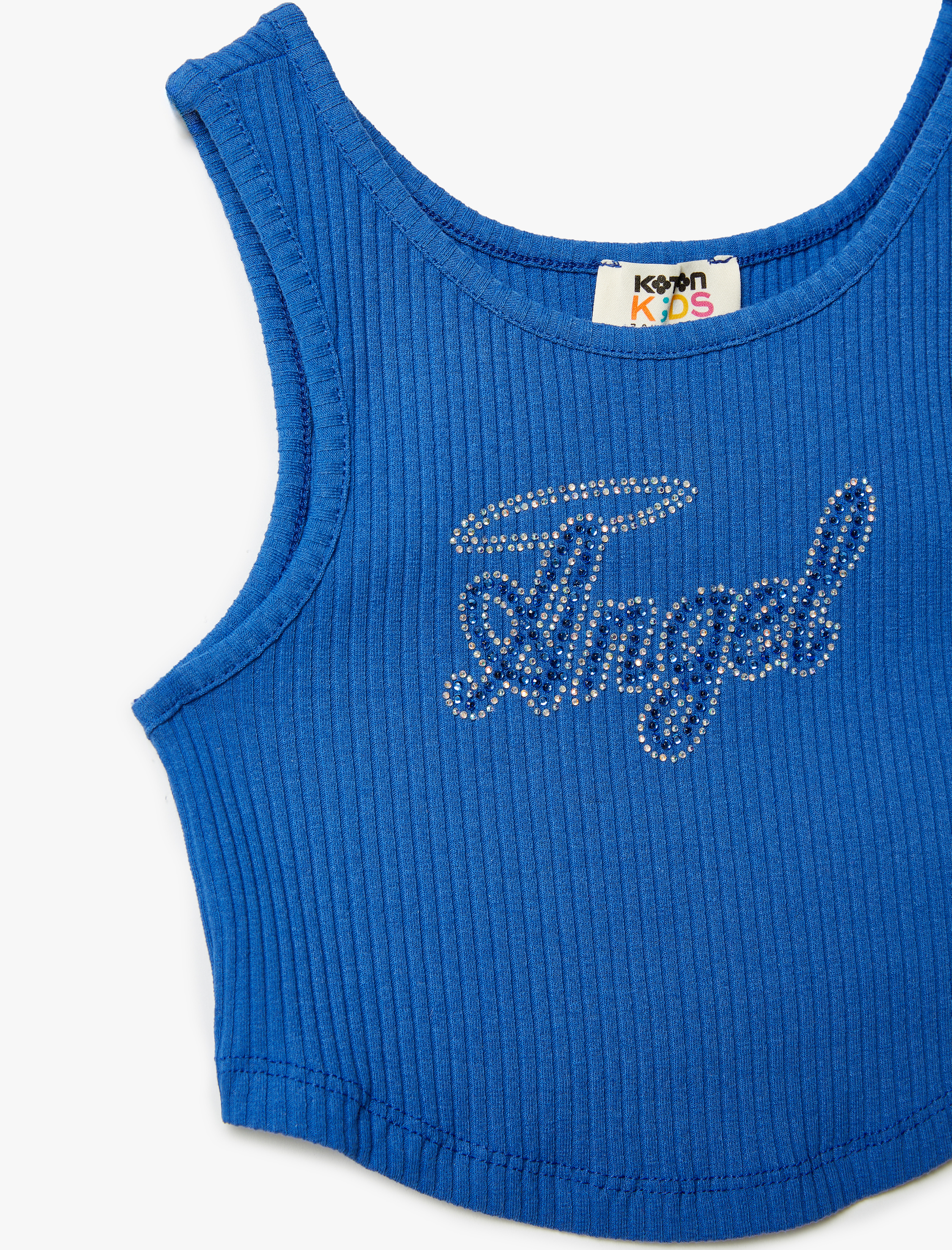  Kız Çocuk Crop Atlet Pul Payet Detaylı Dokulu