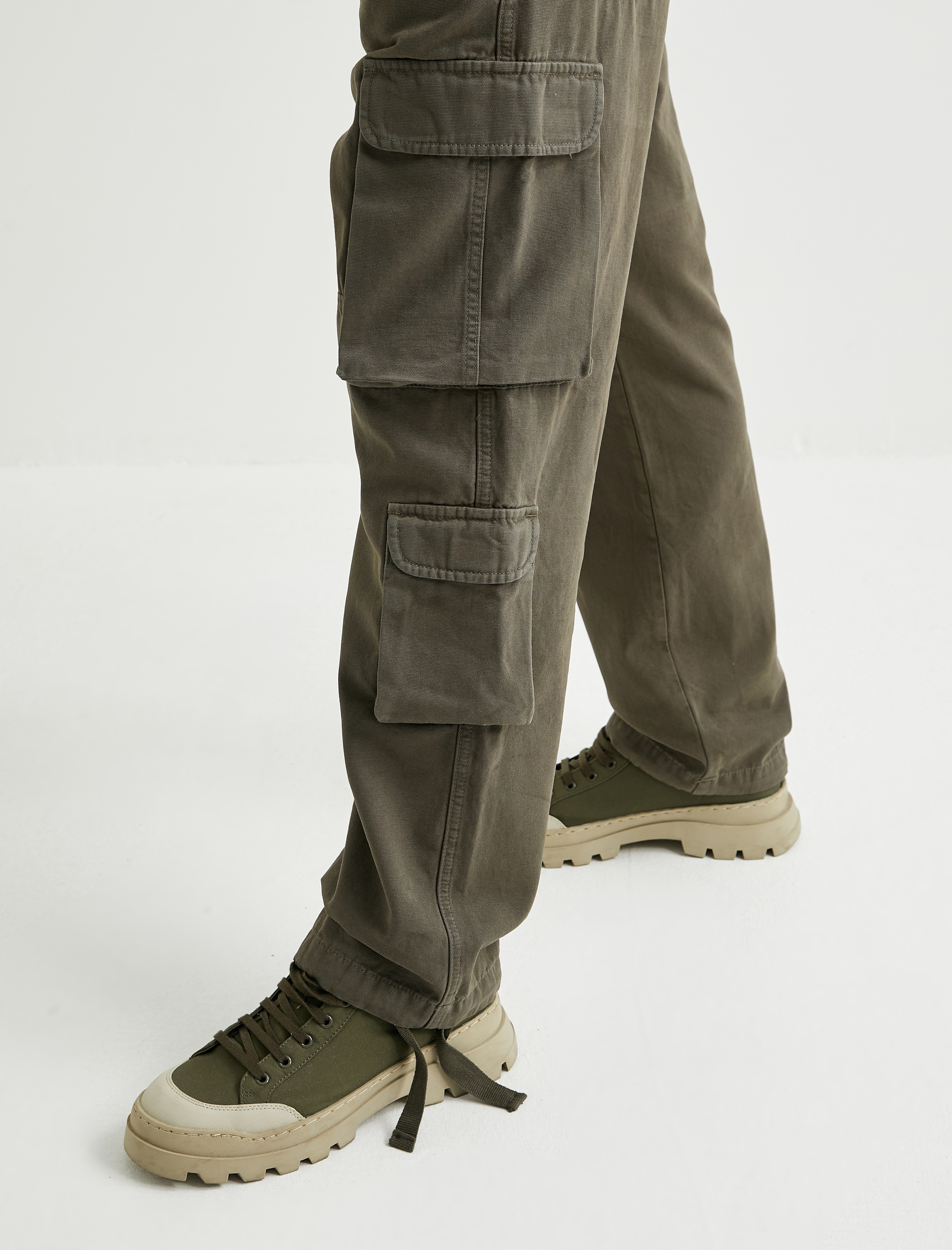   Kargo Cepli Pantolon Düğmeli Pamuklu