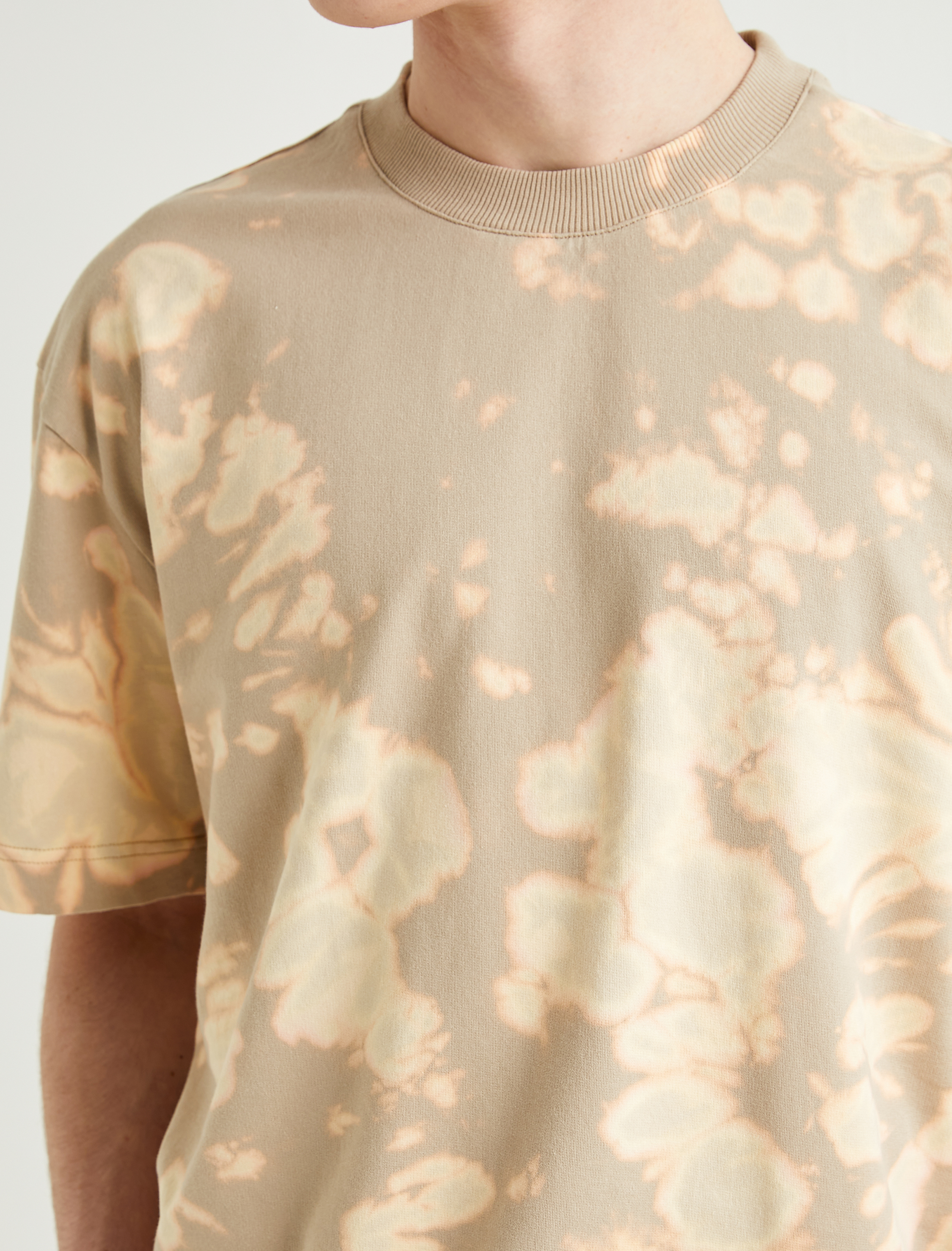   Oversize Tişört Soyut Baskılı Bisiklet Yaka Kısa Kollu