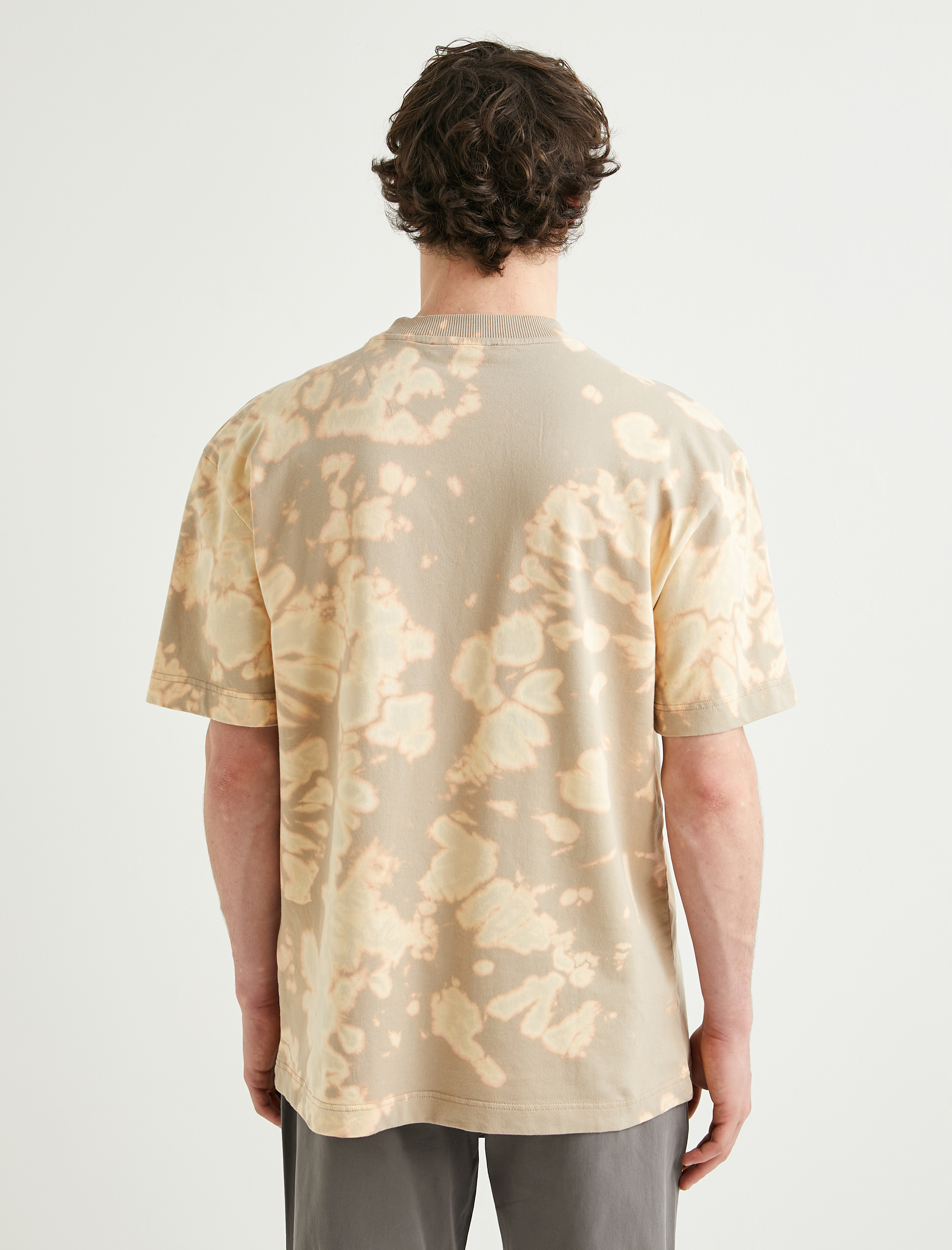   Oversize Tişört Soyut Baskılı Bisiklet Yaka Kısa Kollu