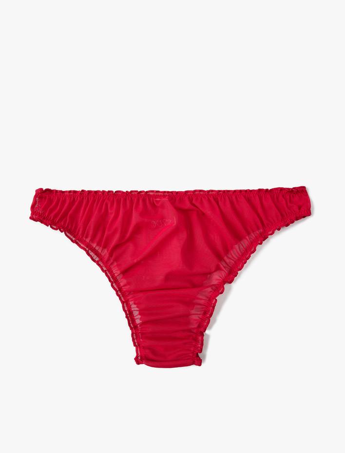  Brief Tül Külot Love İşlemeli Normal Bel