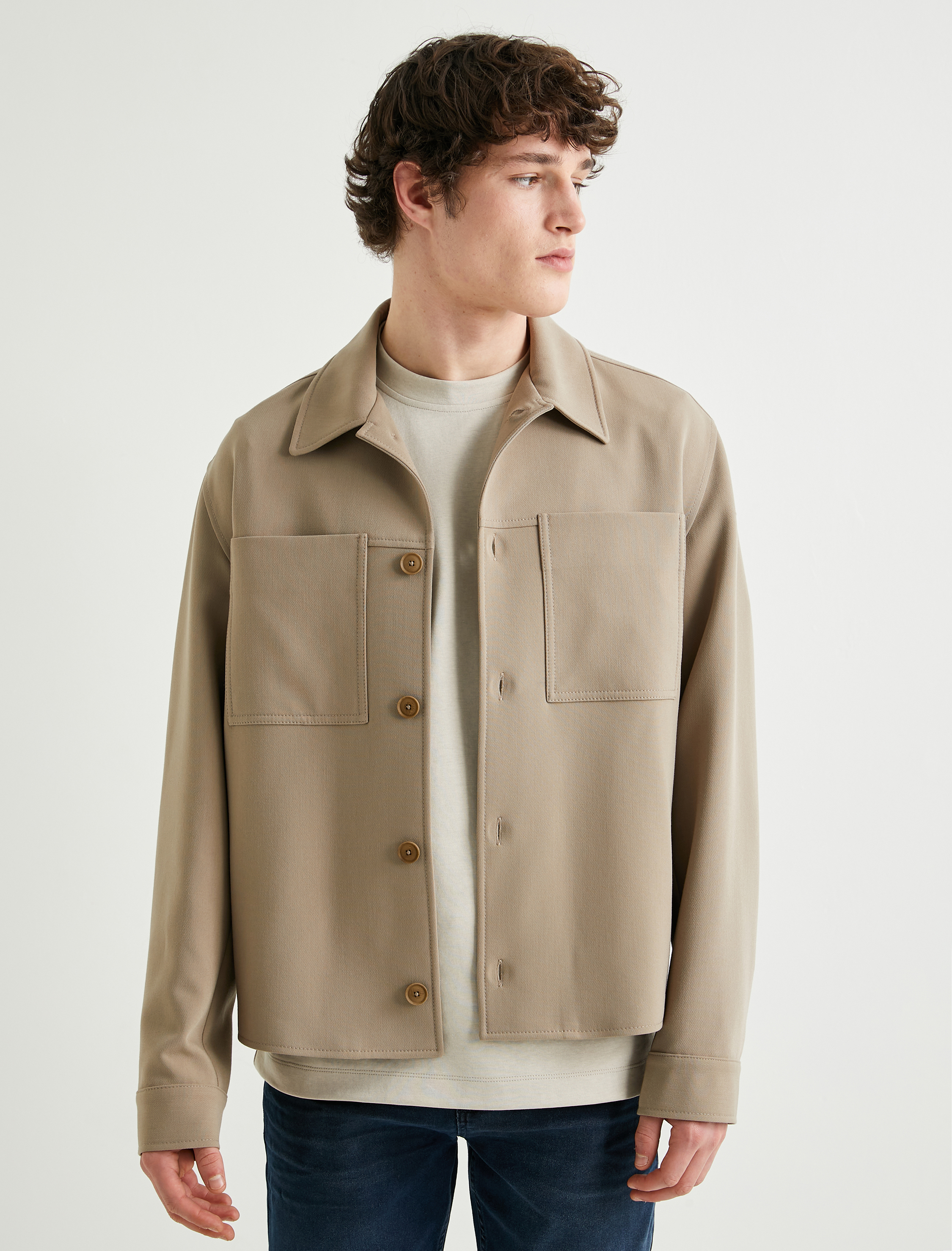   Gömlek Ceket Klasik Yaka Cep Detaylı Düğmeli