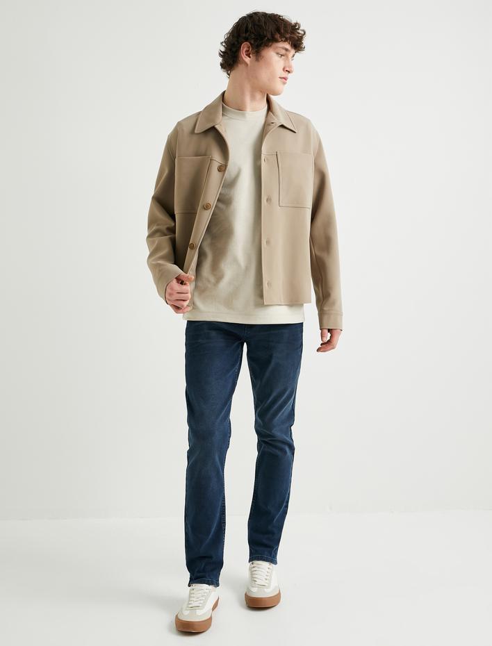  Gömlek Ceket Klasik Yaka Cep Detaylı Düğmeli