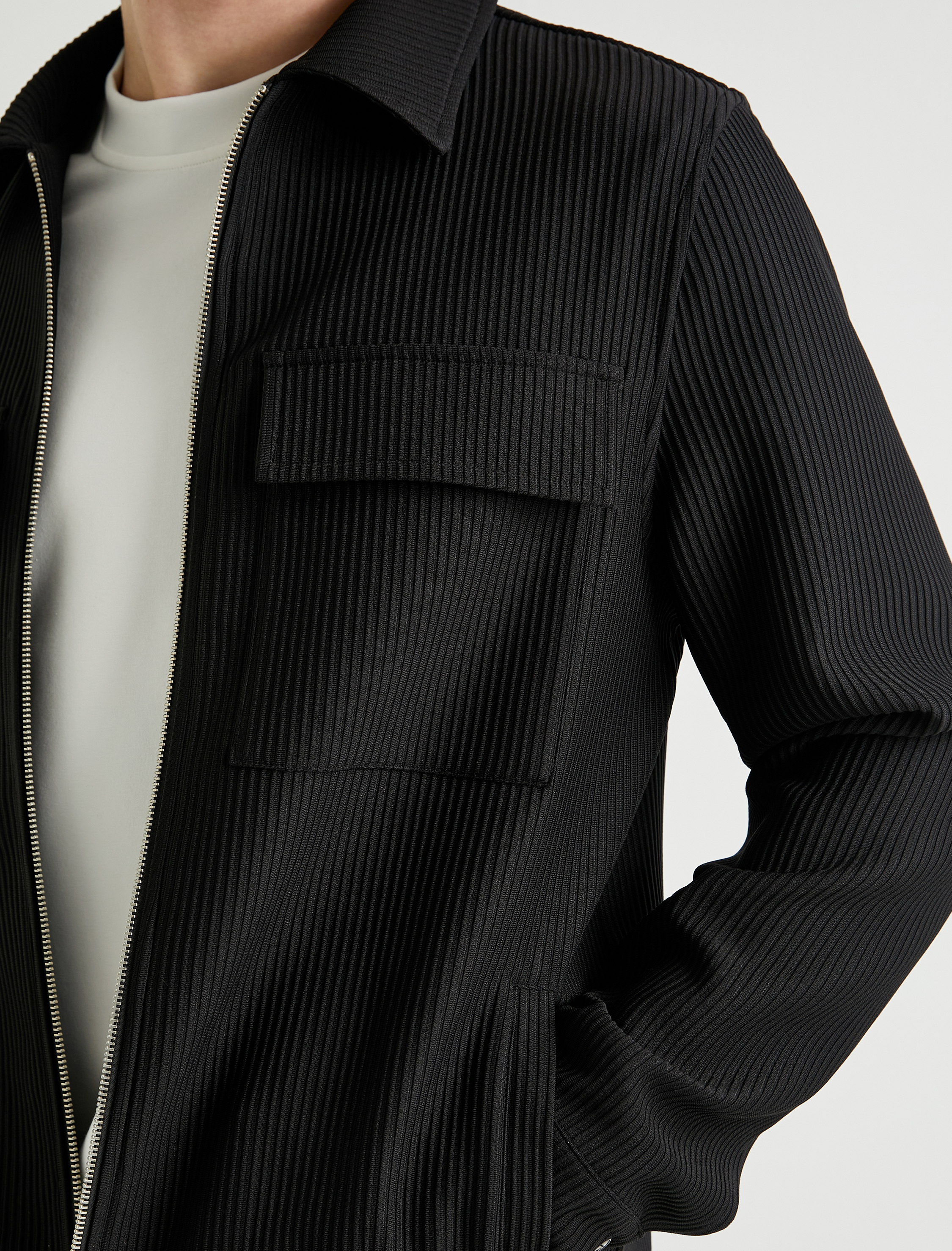   Mevsimlik Ceket Fermuarlı Klasik Yaka Cep Detaylı