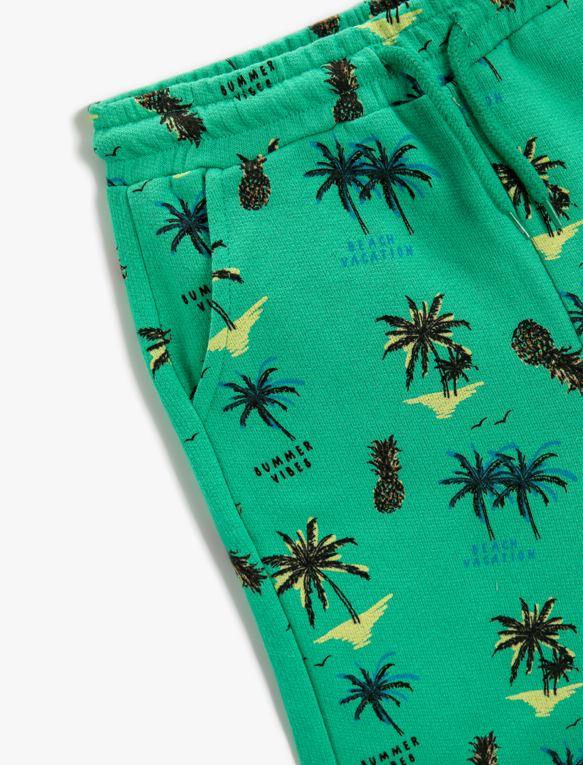  Erkek Çocuk Palmiye Baskılı Şort Beli Lastikli Diz Üstü Pamuklu