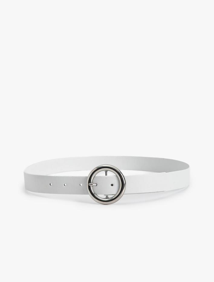 Kadın Kemer Deri Görünümlü Metal Toka Detaylı