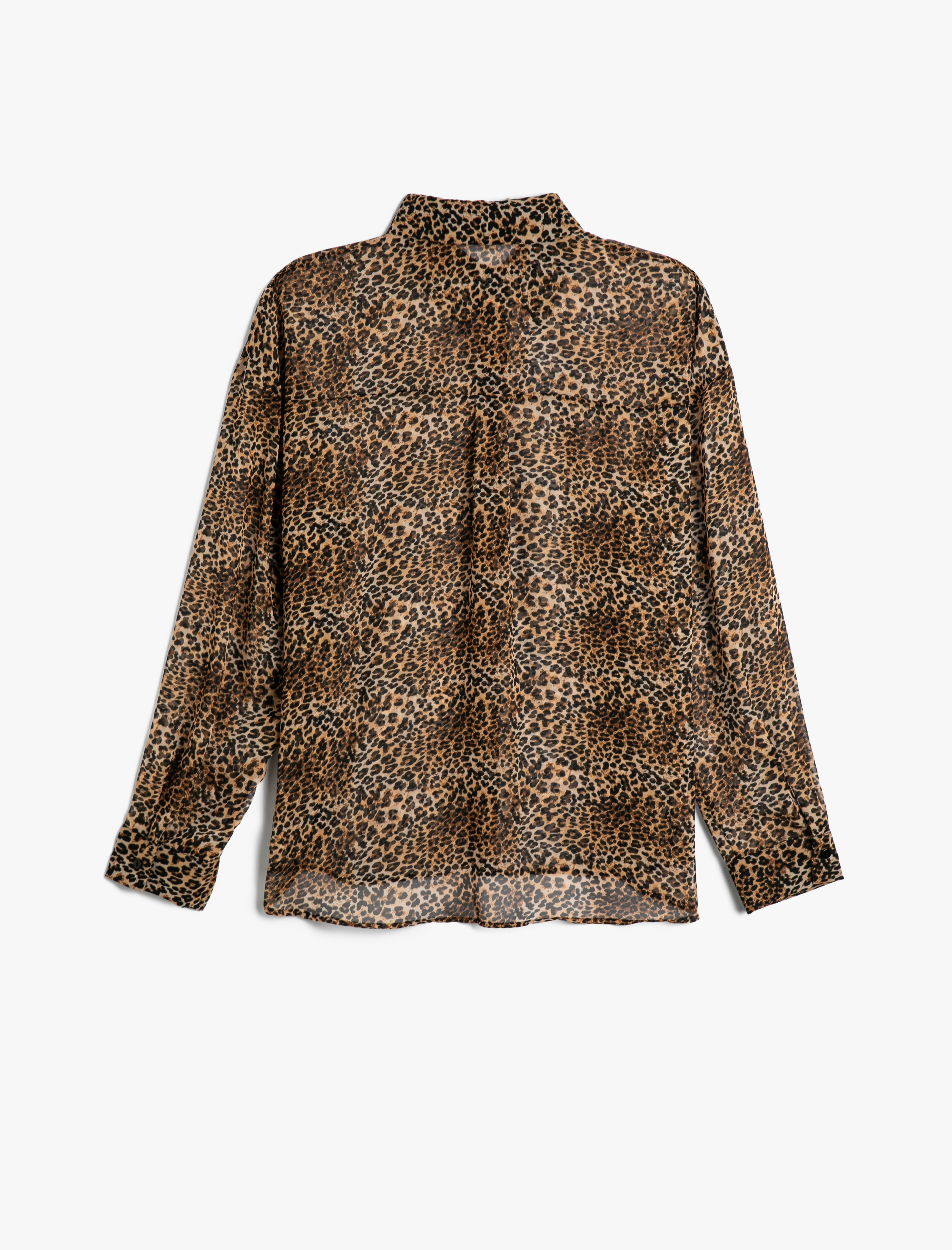   Leopar Desenli Gömlek Uzun Kollu Düğmeli