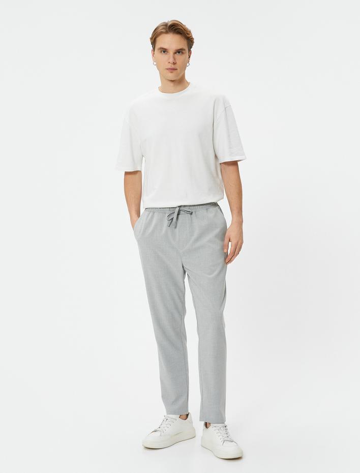  Kumaş Pantolon Beli Bağcıklı Slim Fit Cep Detaylı