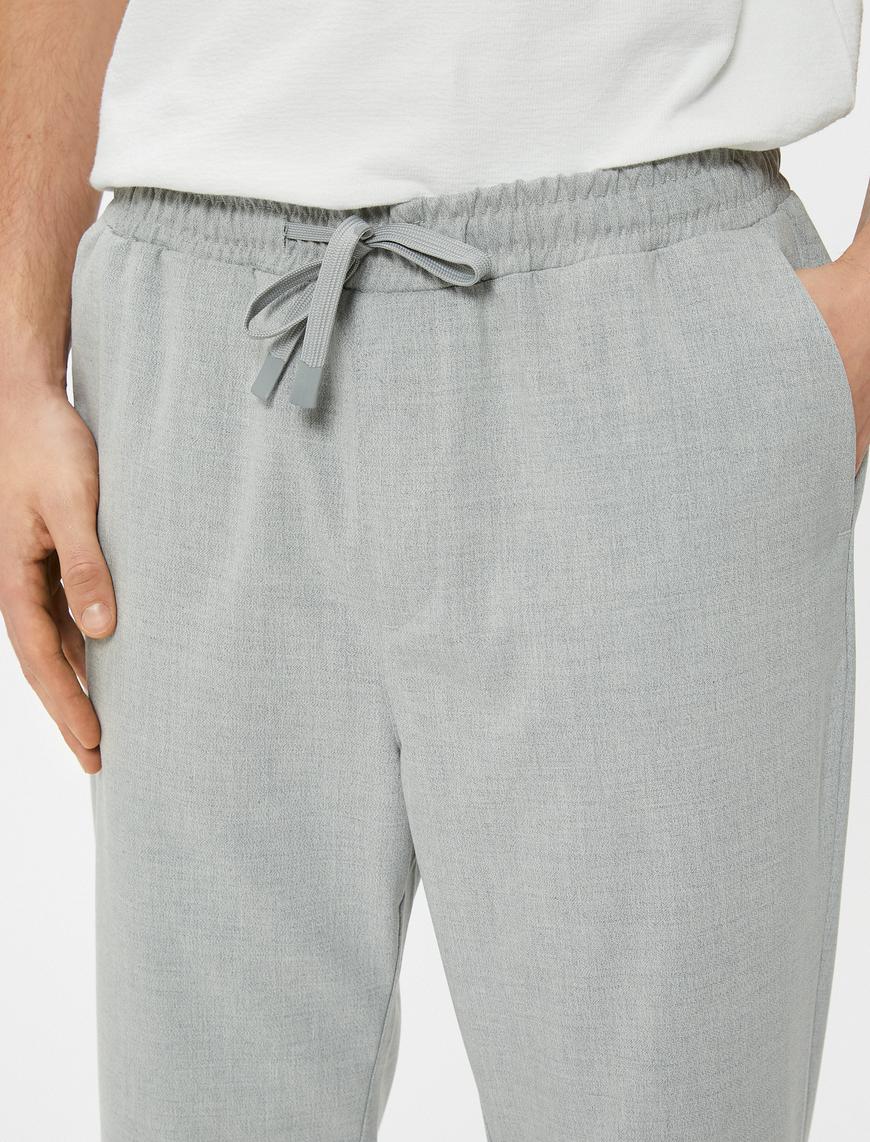   Kumaş Pantolon Beli Bağcıklı Slim Fit Cep Detaylı