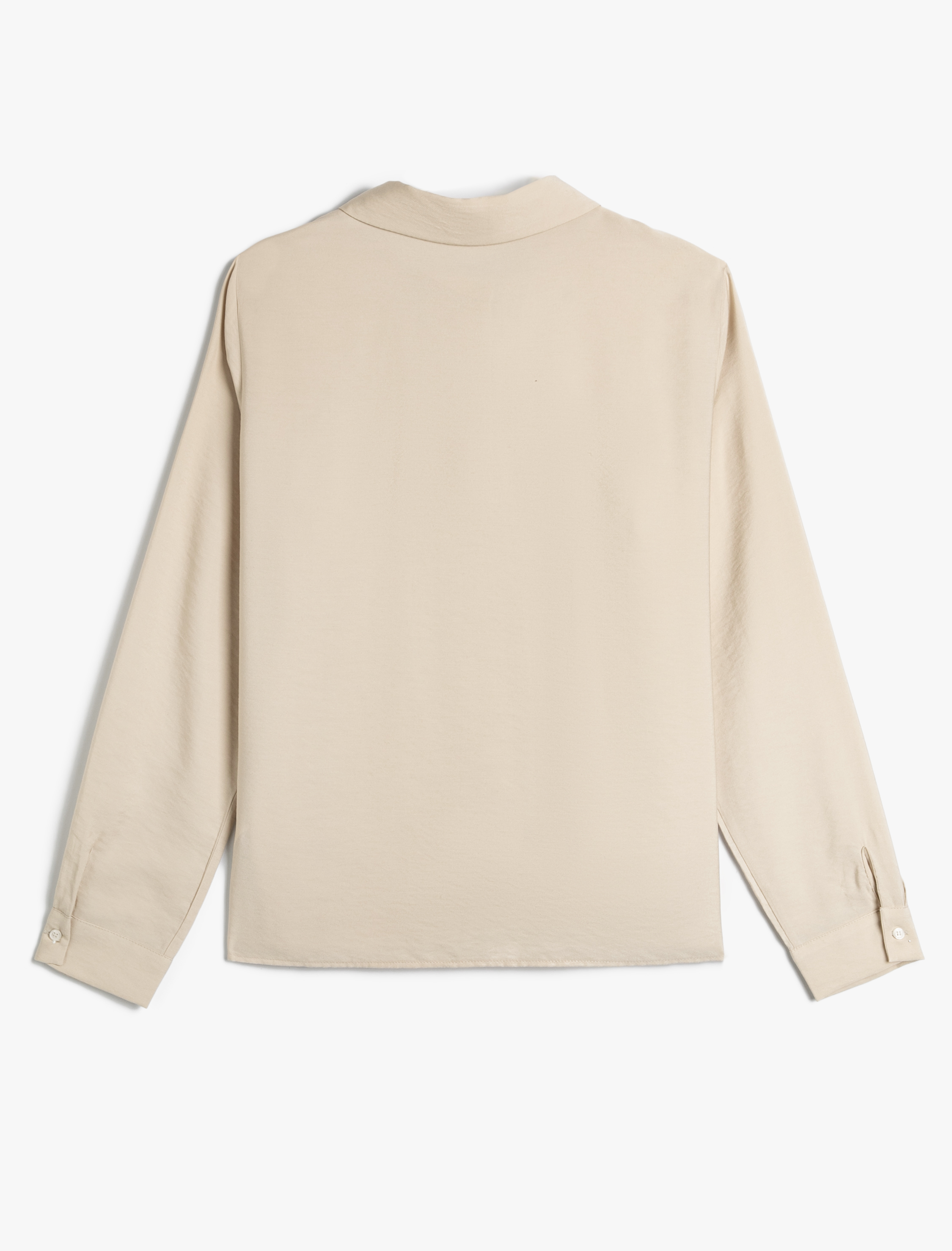   Uzun Kollu Gömlek Düğmeli Bağlamalı Yaka Viskon