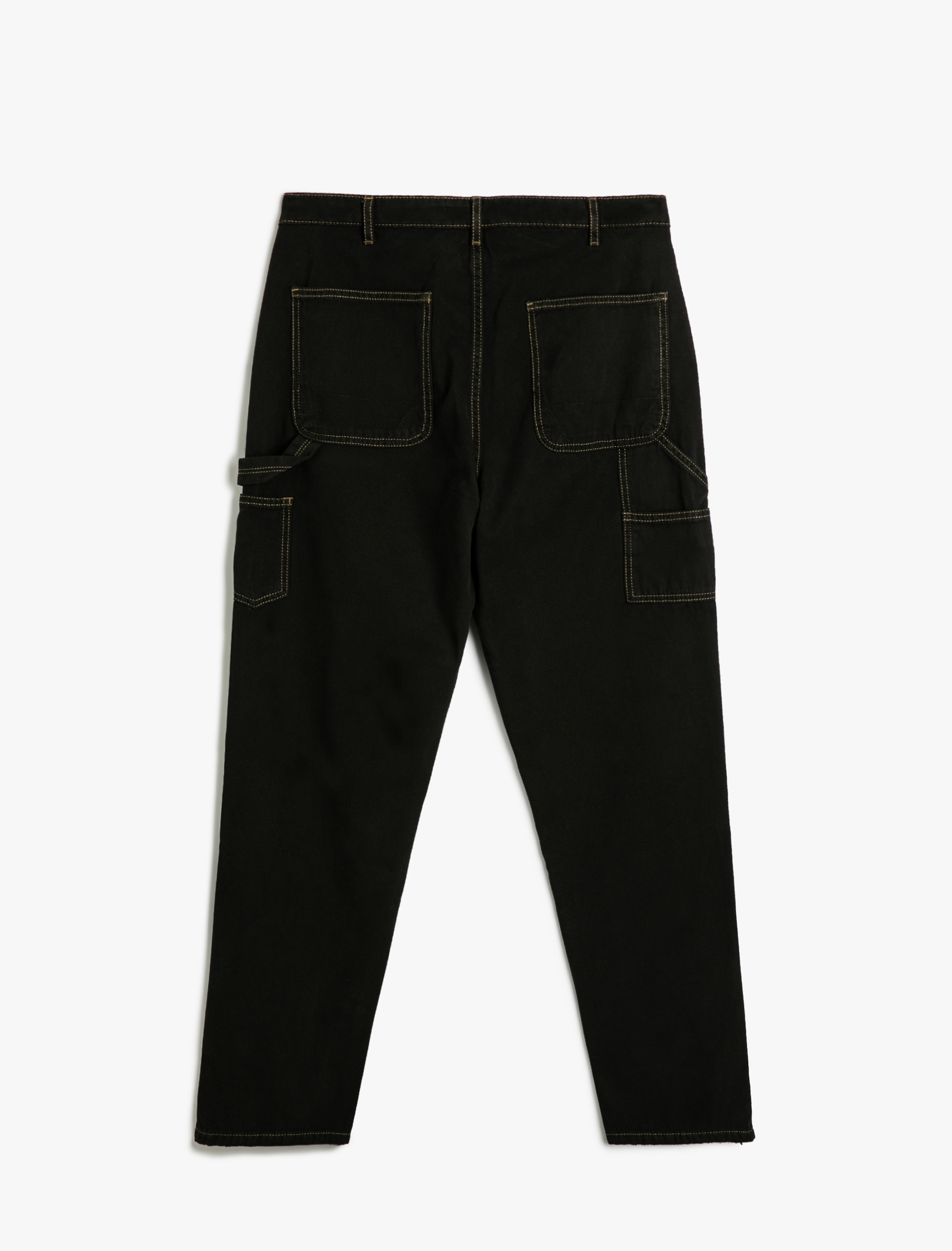   Bol Pantolon Dikiş Detaylı Chino Cepli Düğmeli Pamuklu