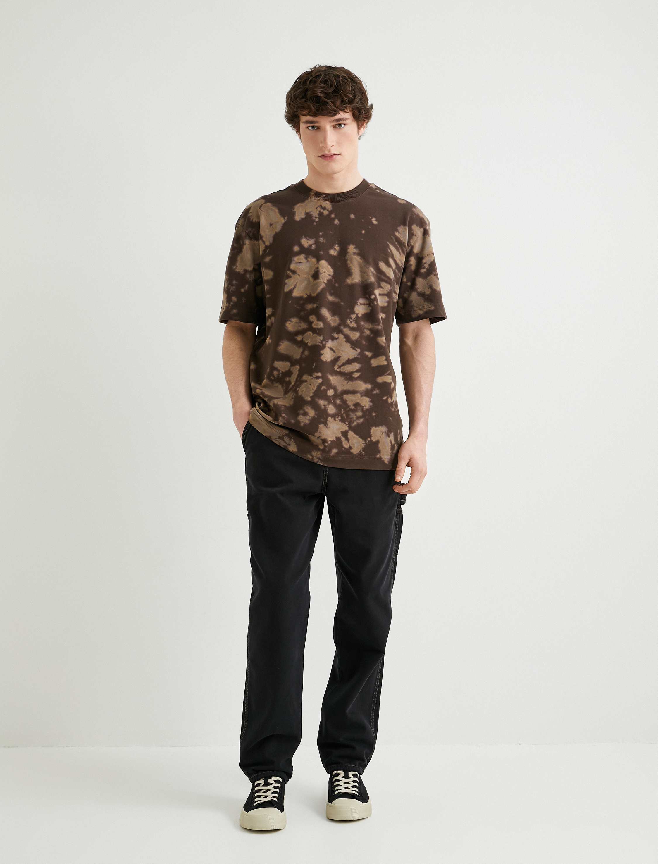   Bol Pantolon Dikiş Detaylı Chino Cepli Düğmeli Pamuklu