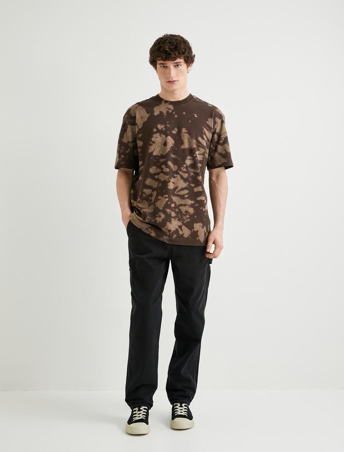  Bol Pantolon Dikiş Detaylı Chino Cepli Düğmeli Pamuklu