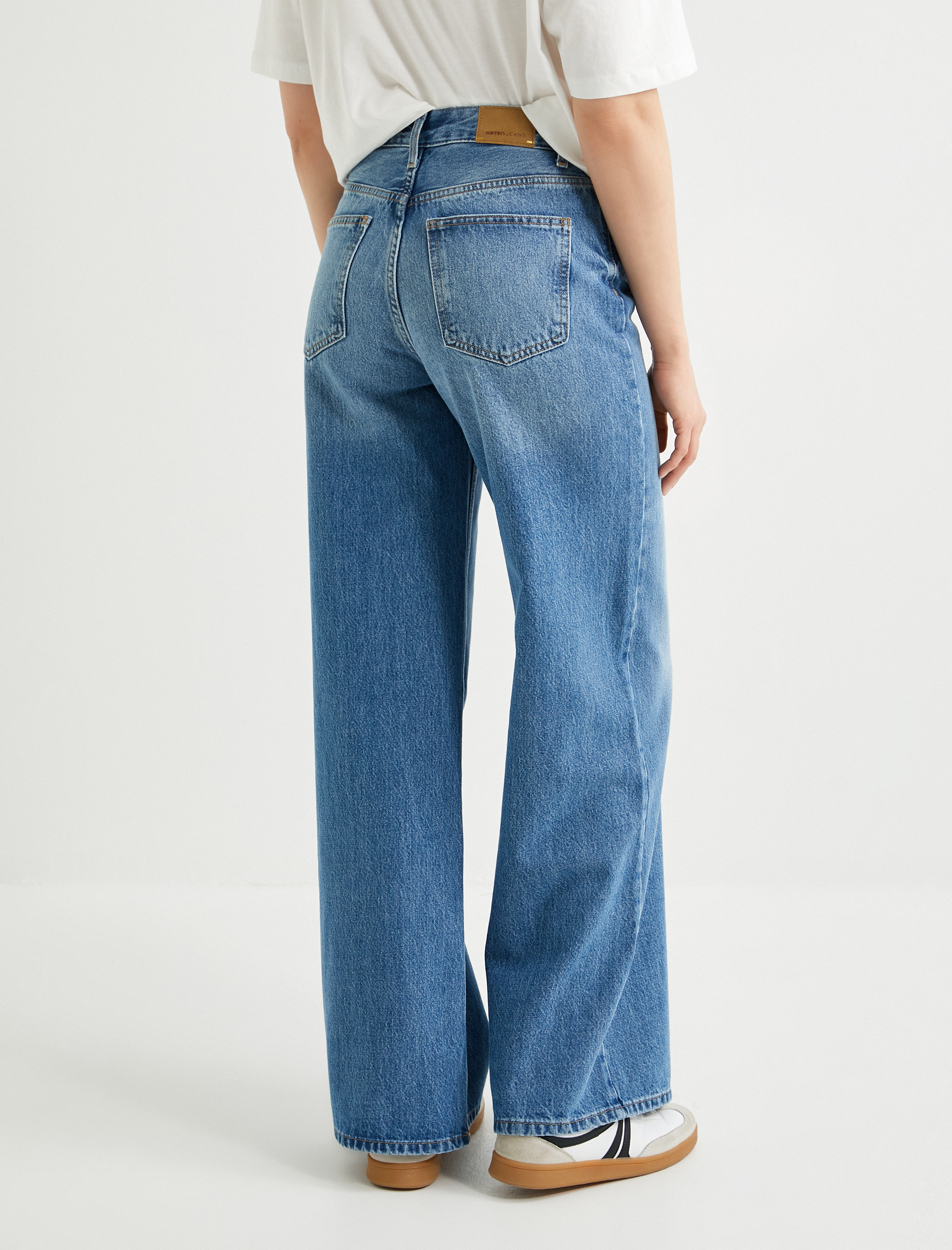   Geniş Paça Kot Pantolon Yüksek Bel Cepli Lyocell Kumaş Özellikli - Bianca Jean