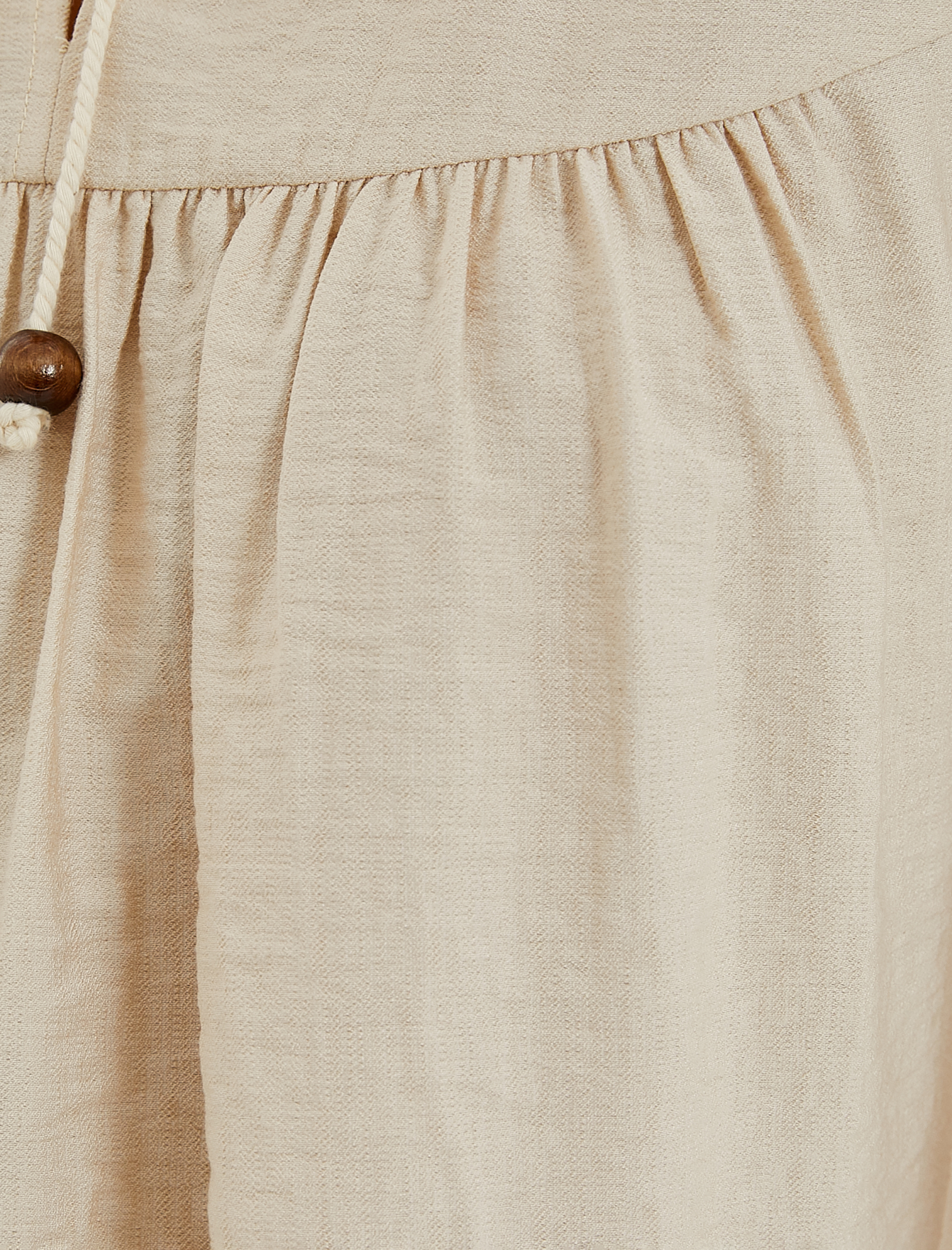   Balon Kol Bluz Bağcıklı Hakim Yaka Boncuk İşlemeli Viskon