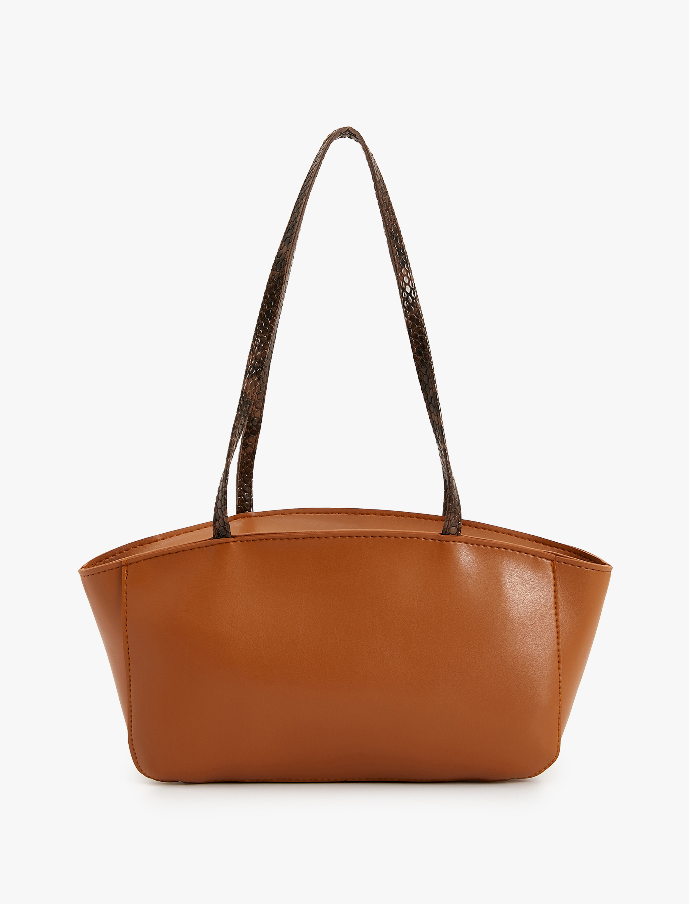  Kadın Büyük Omuz Çantası Vintage Çift Askılı Suni Deri