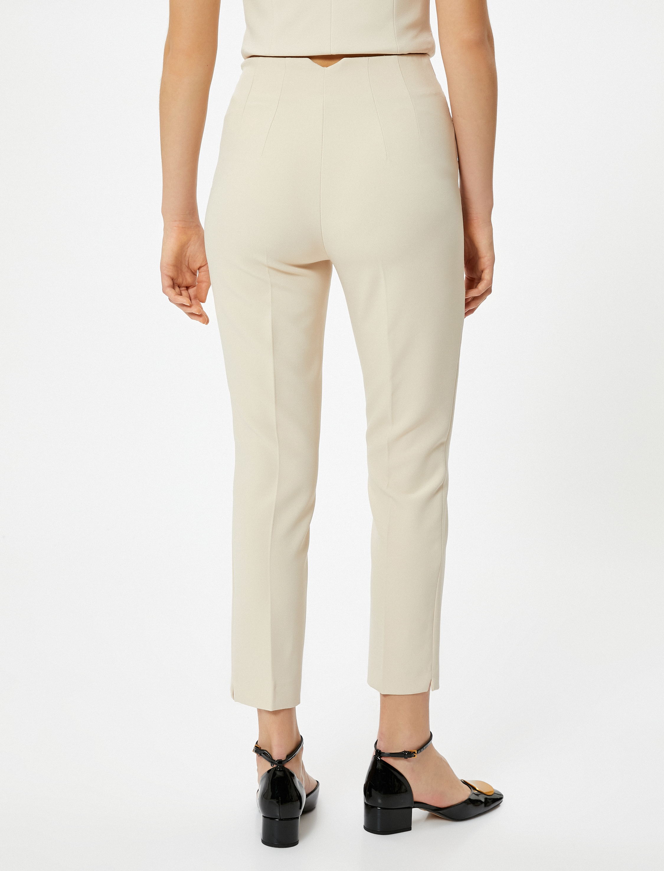   Kumaş Klasik Pantolon Yüksek Bel Dar Paça