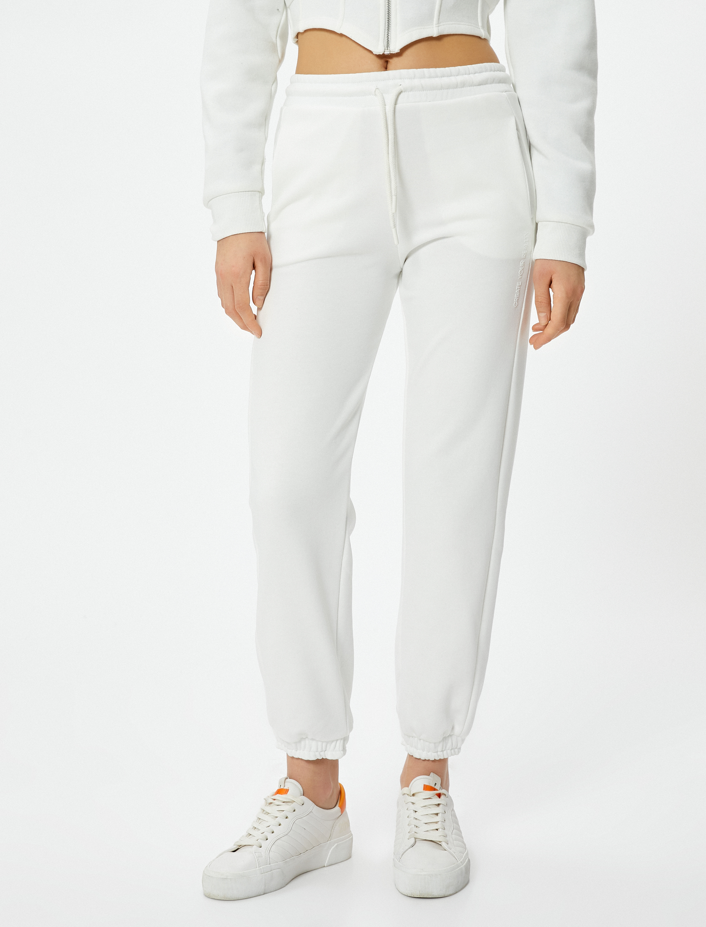   Jogger Eşofman Altı Beli ve Paçası Lastikli Cepli Üç İplik Şardonlu