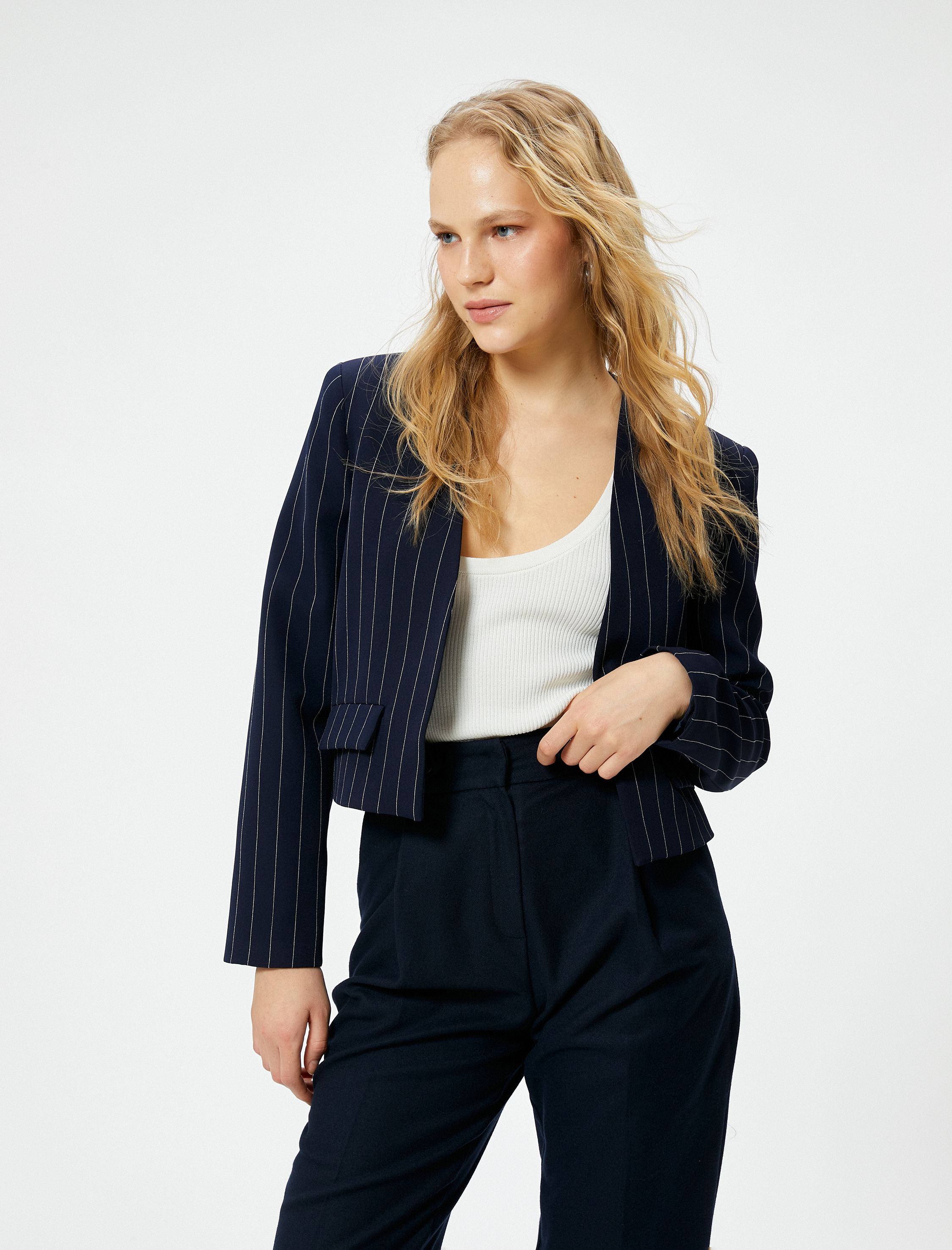 Koton Kadın Blazer Ceket Kapaklı Cepli Standart Kesim -1