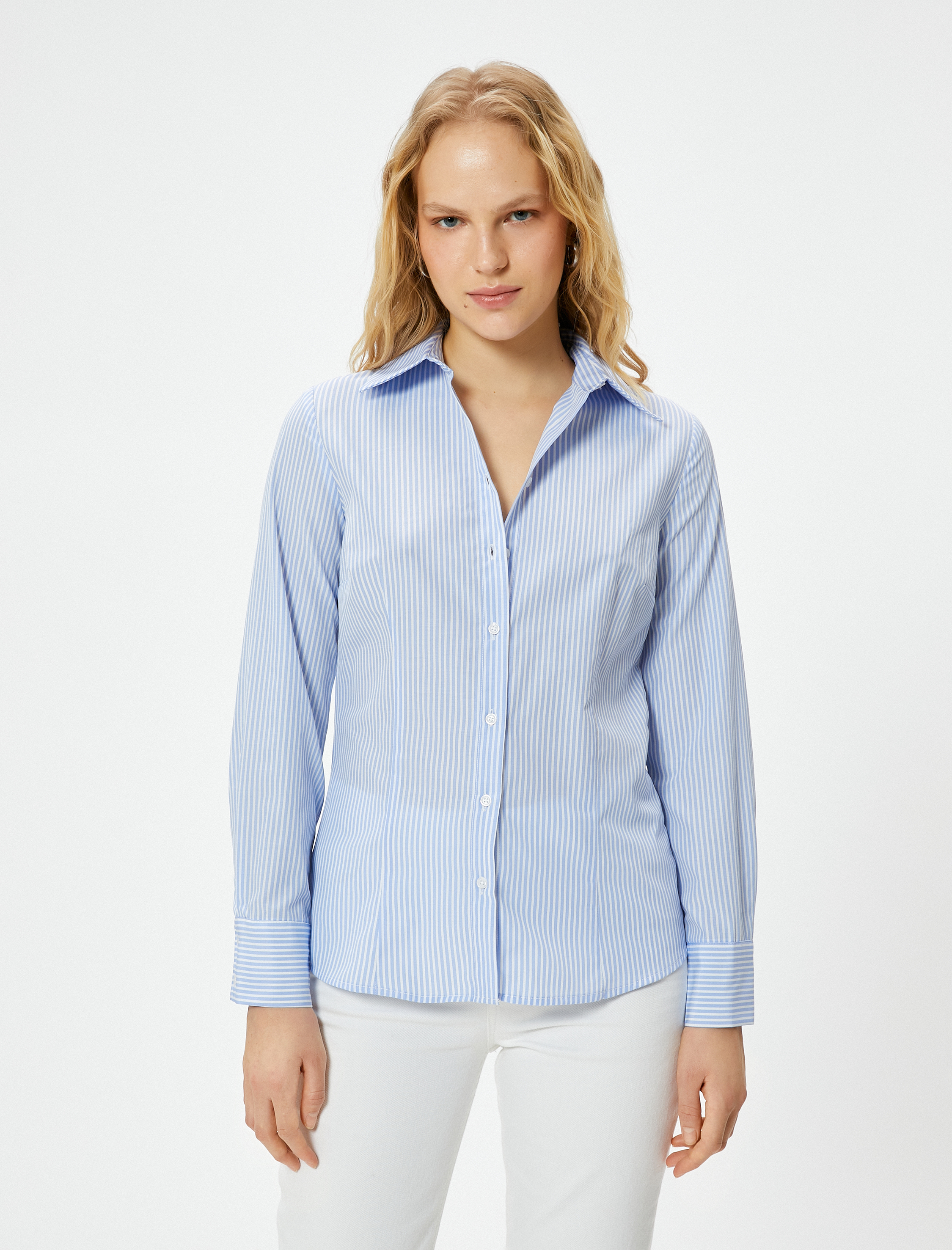   Slim Fit Gömlek Düğmeli Uzun Kollu