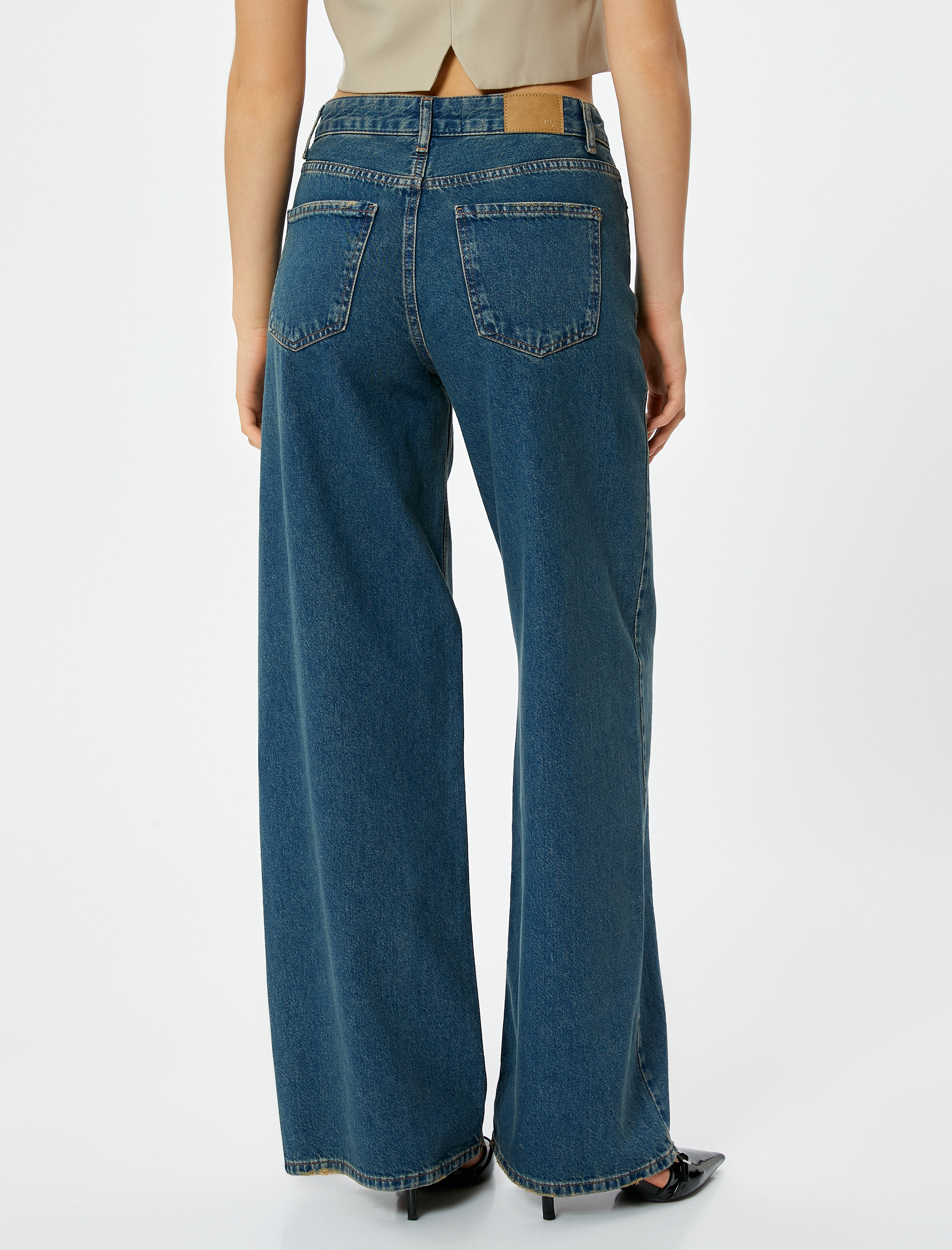   Bol Kalıp Düz Paça Kot Pantolon Pamuklu Cepli - Loose Straight Fit Jean