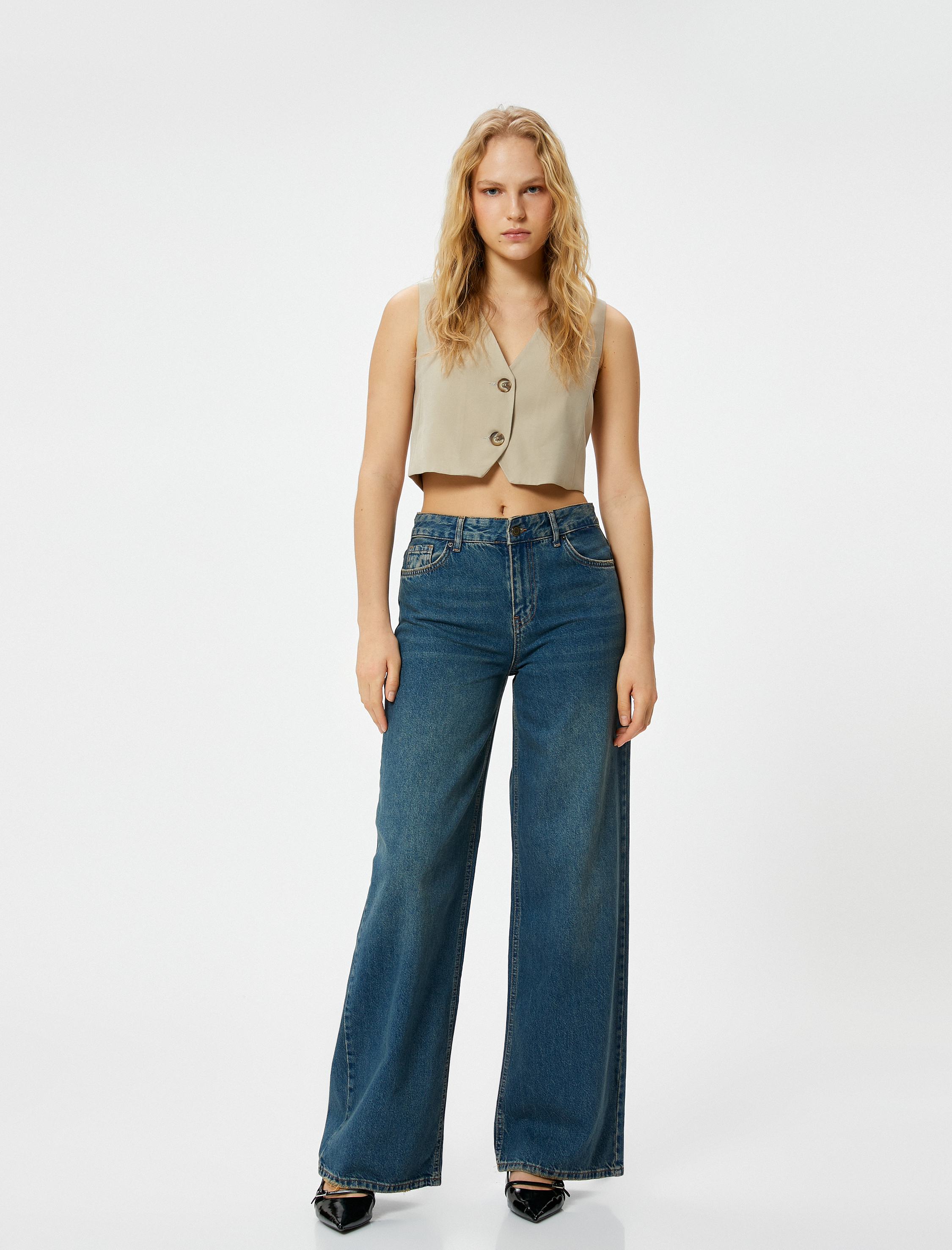   Bol Kalıp Düz Paça Kot Pantolon Pamuklu Cepli - Loose Straight Fit Jean