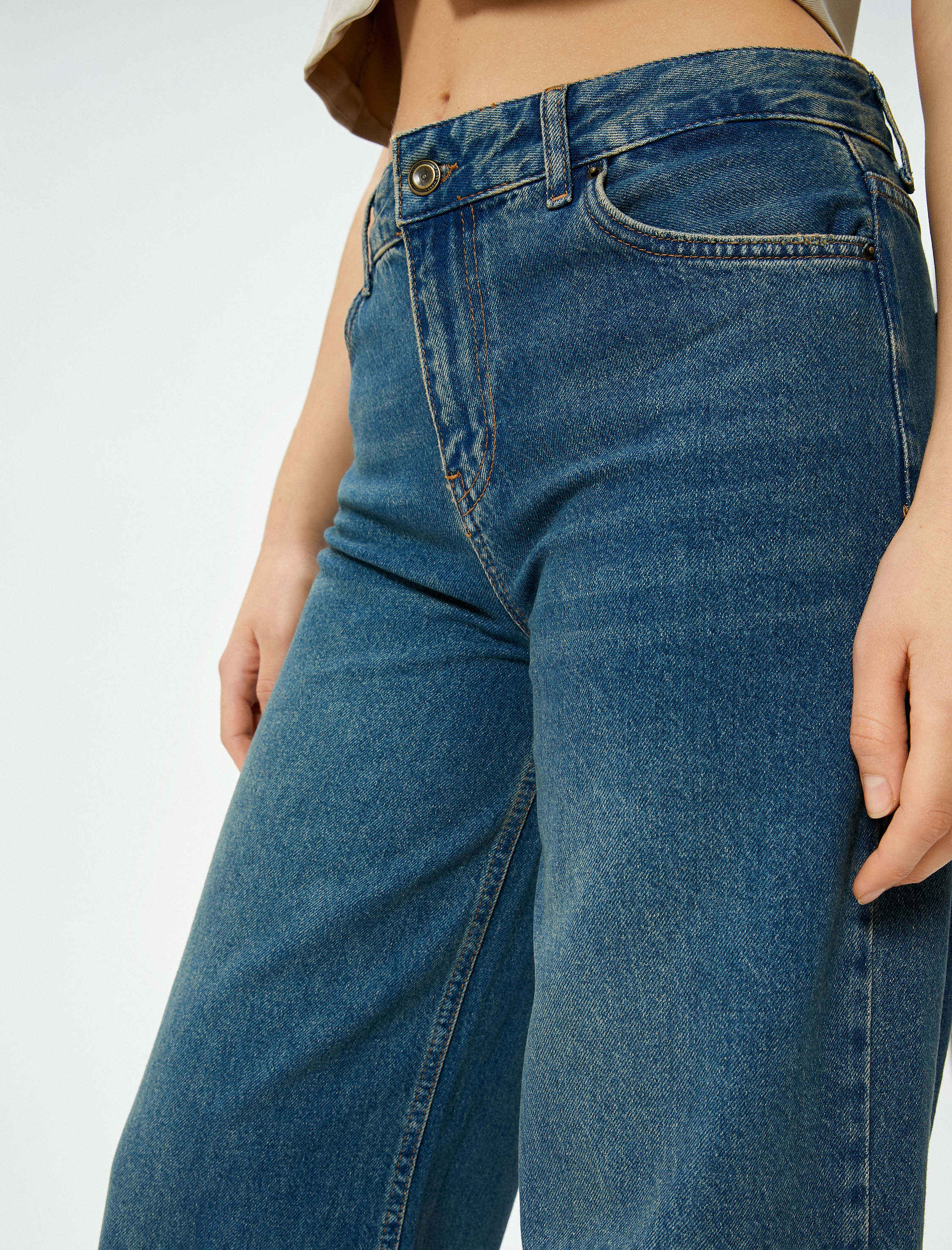   Bol Kalıp Düz Paça Kot Pantolon Pamuklu Cepli - Loose Straight Fit Jean