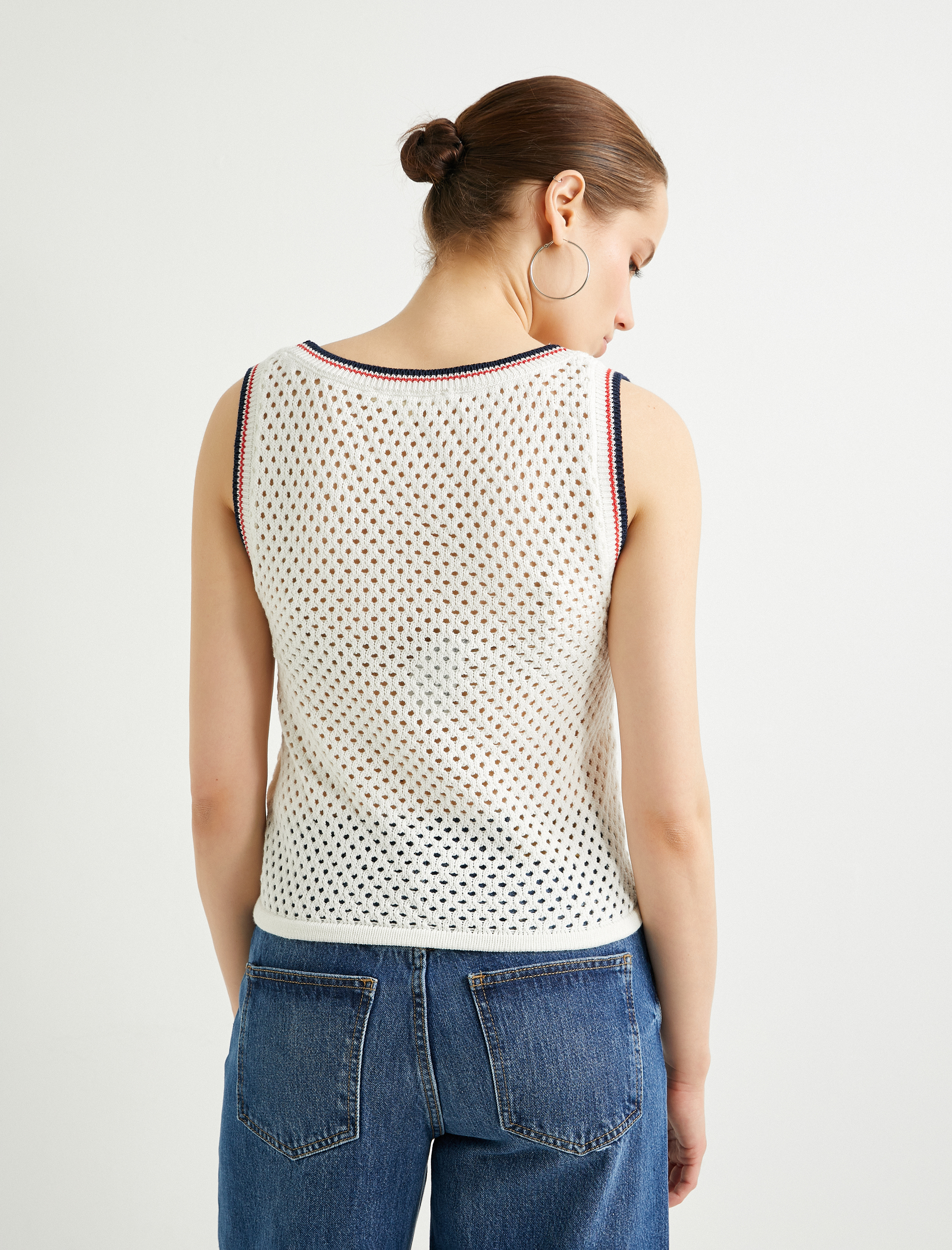   Kroşe Atlet Kalın Askılı U Yaka Ajurlu